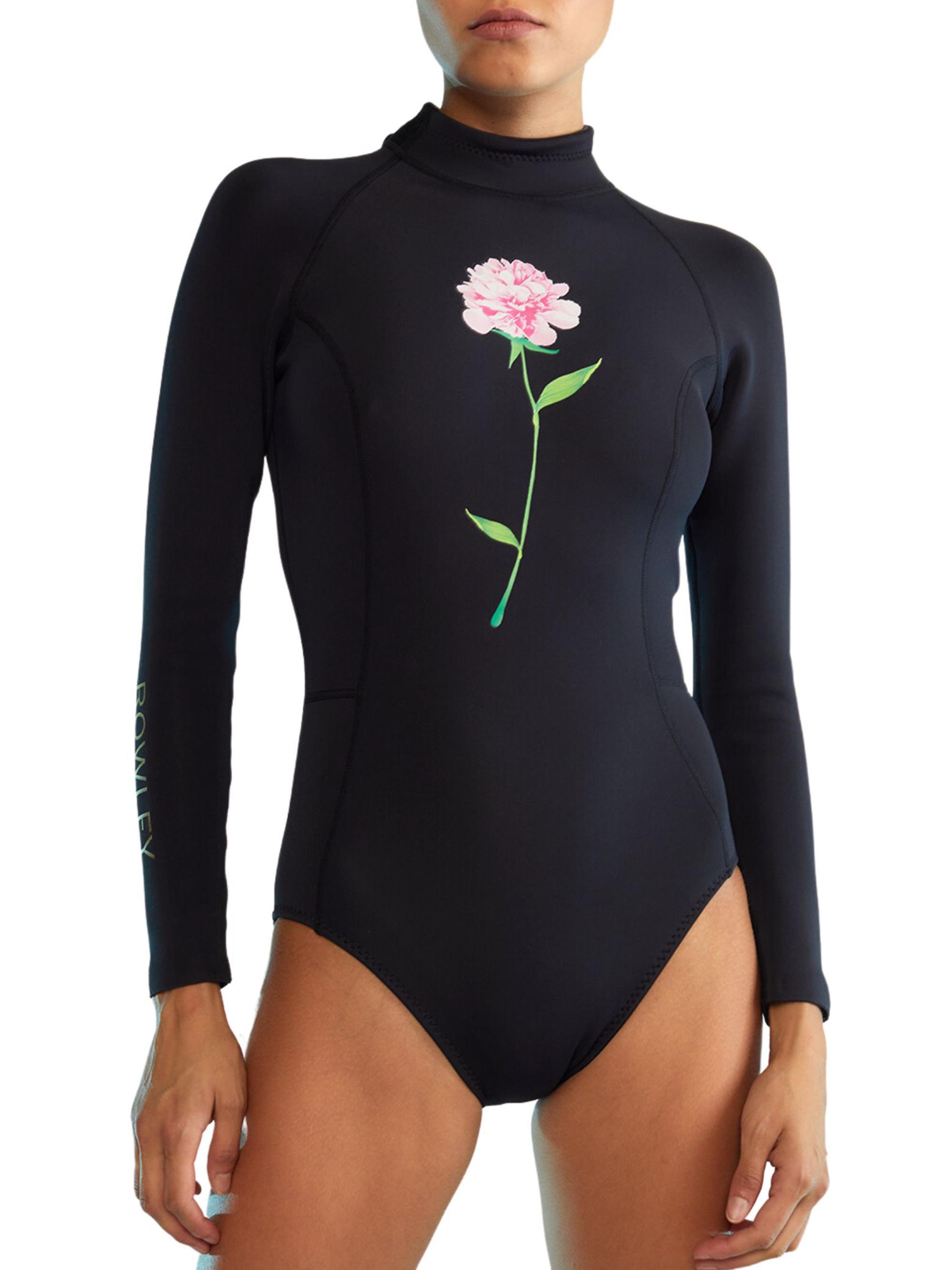 Cynthia Rowley Women's Peony-Print Long-Sleeve Wetsuit - Black
