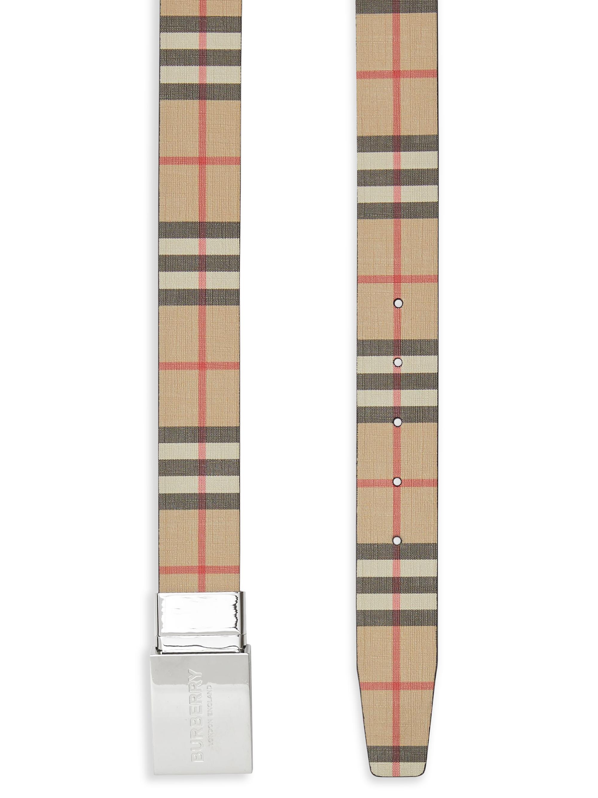 Burberry Reversible Vintage Check E-Canvas Belt | Saks Fifth  display picture 3