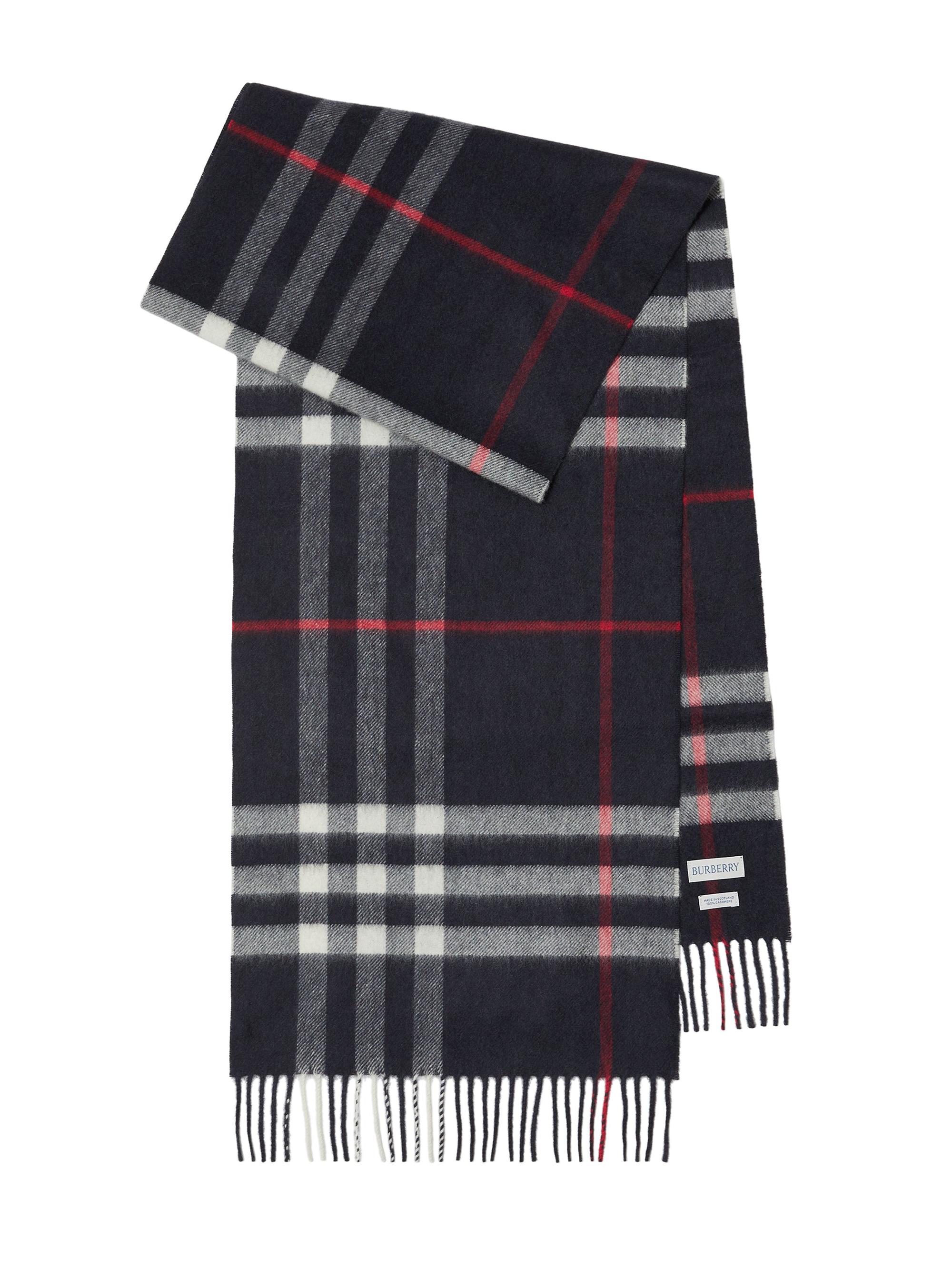 Burberry Men's Check Cashmere Scarf - Navy