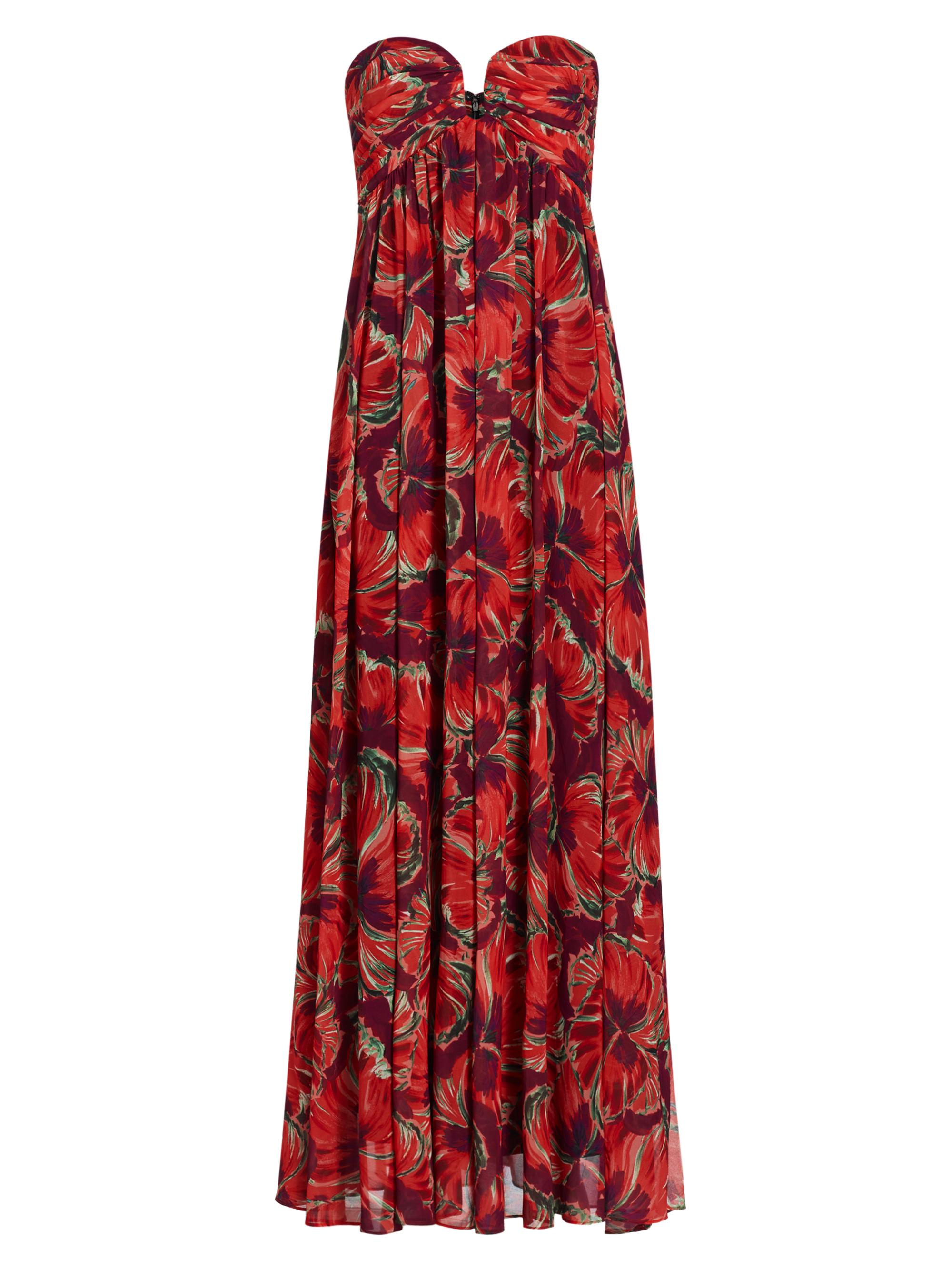 Milly Women's River Windmill Floral Strapless Maxi Dress - Red Multi