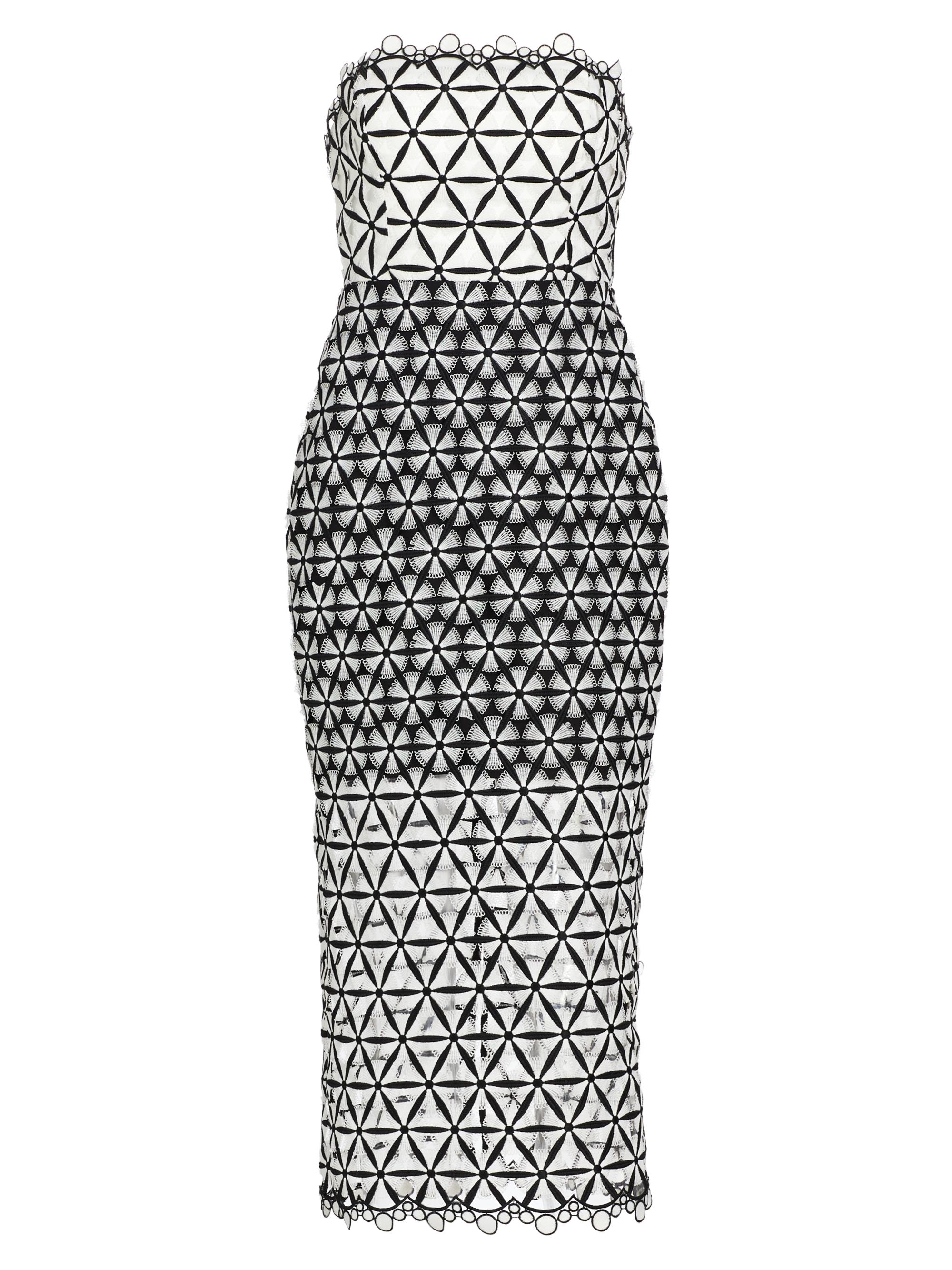 Milly Women's Geometric Star Lace Midi-Dress - Black White