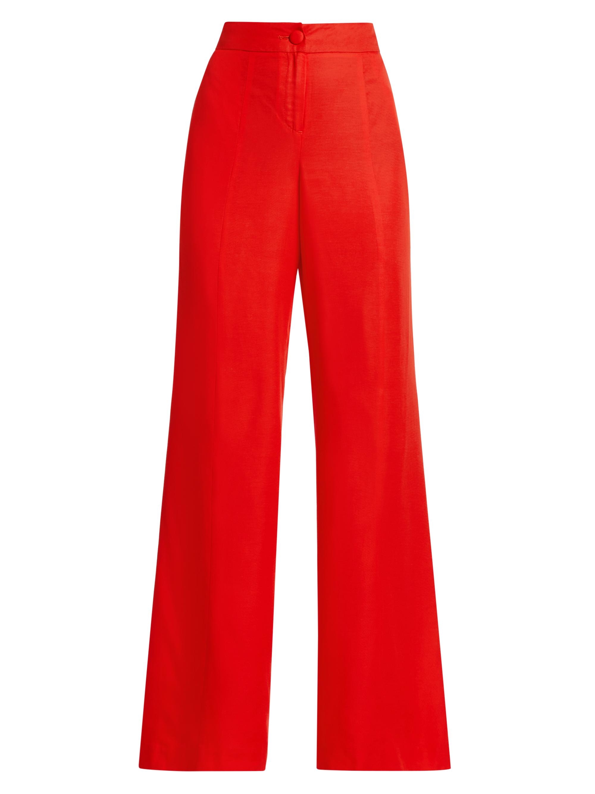 Milly Women's Nash Twill Wide-Leg Pants - Red