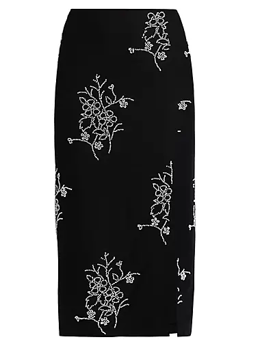 Santanna Floral Beaded Midi-Skirt