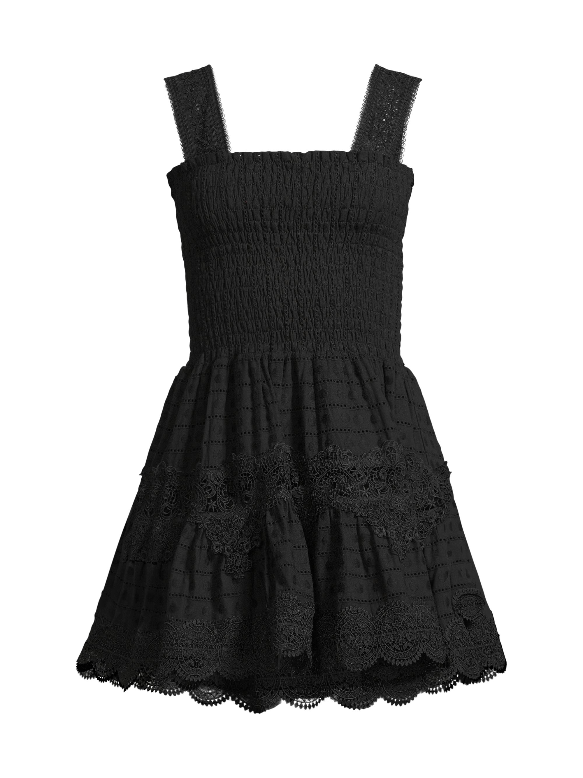 Eyelet cotton-blend minidress