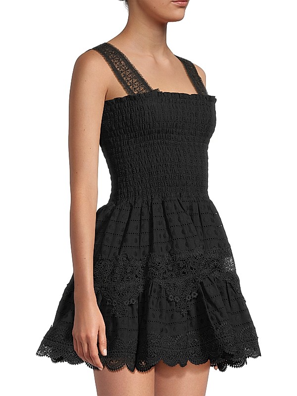 Shop Waimari Eternus Leah Smocked Eyelet Minidress | Saks Shop Waimari Eternus Leah Smocked Eyelet Minidress | Saks