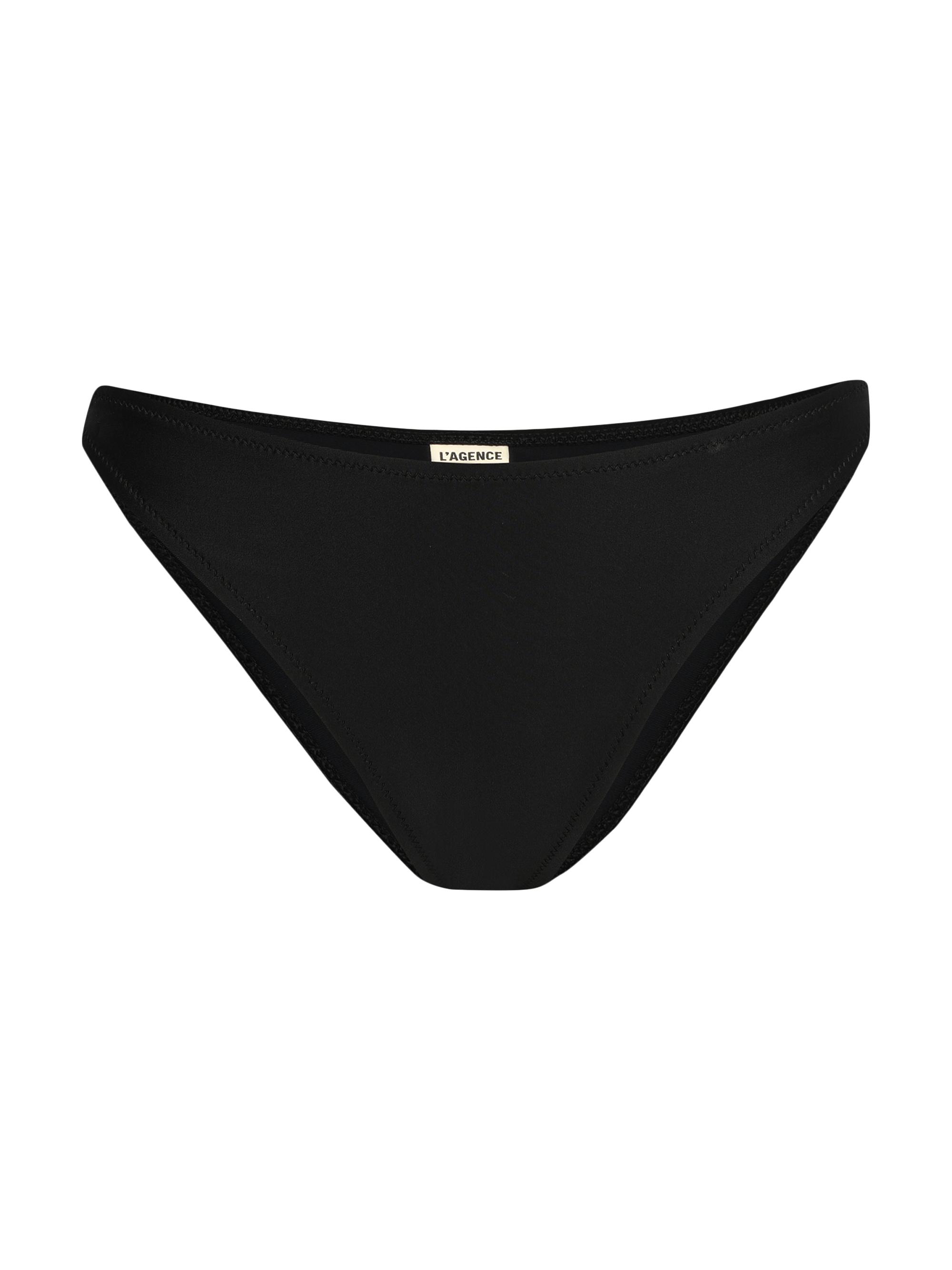 L'AGENCE Women's Solids Jean Scoop-Front Bikini Bottom - Black