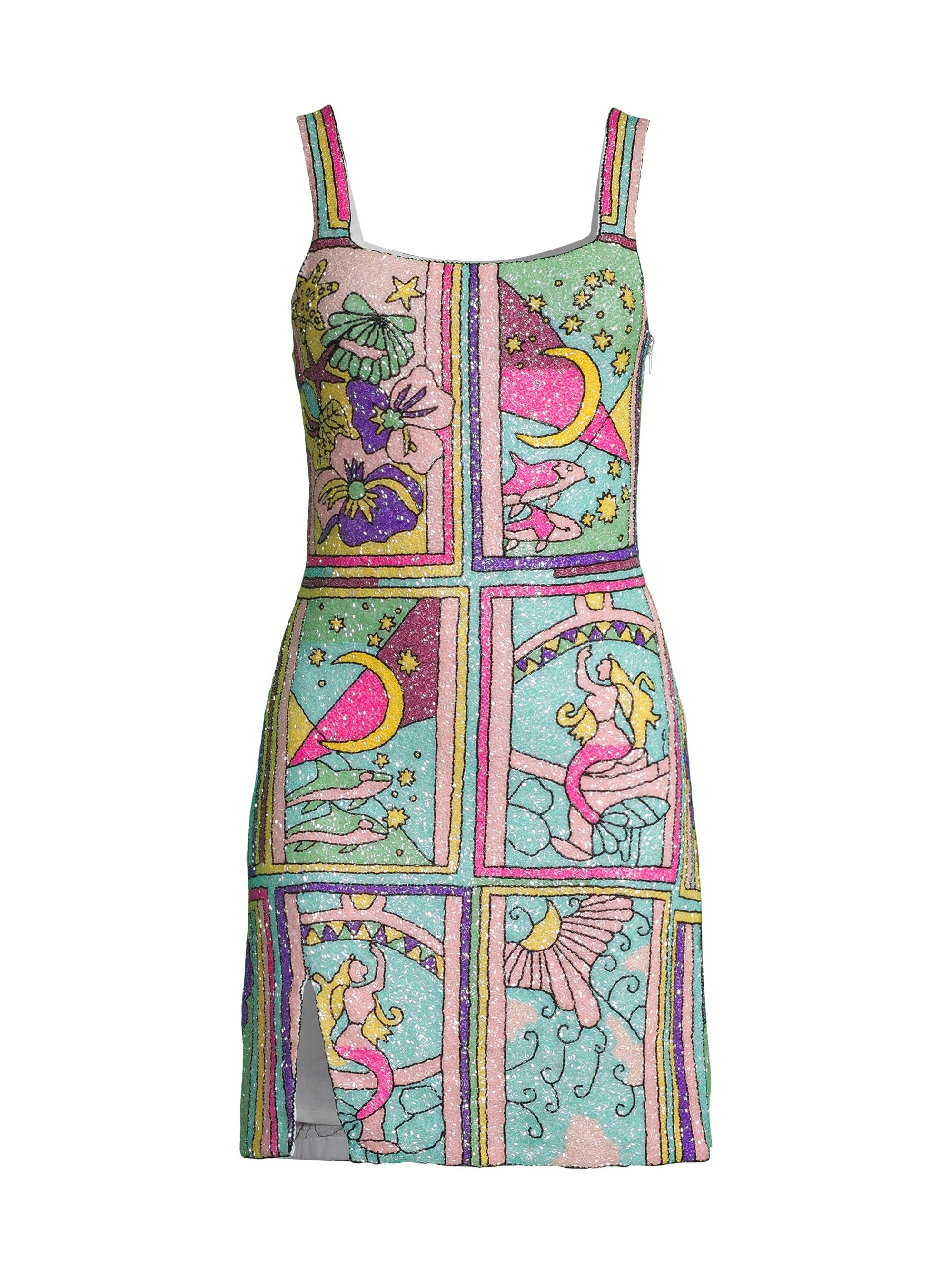 Oceanus Women's Talia Hand-Embroidered Minidress - Mermaid