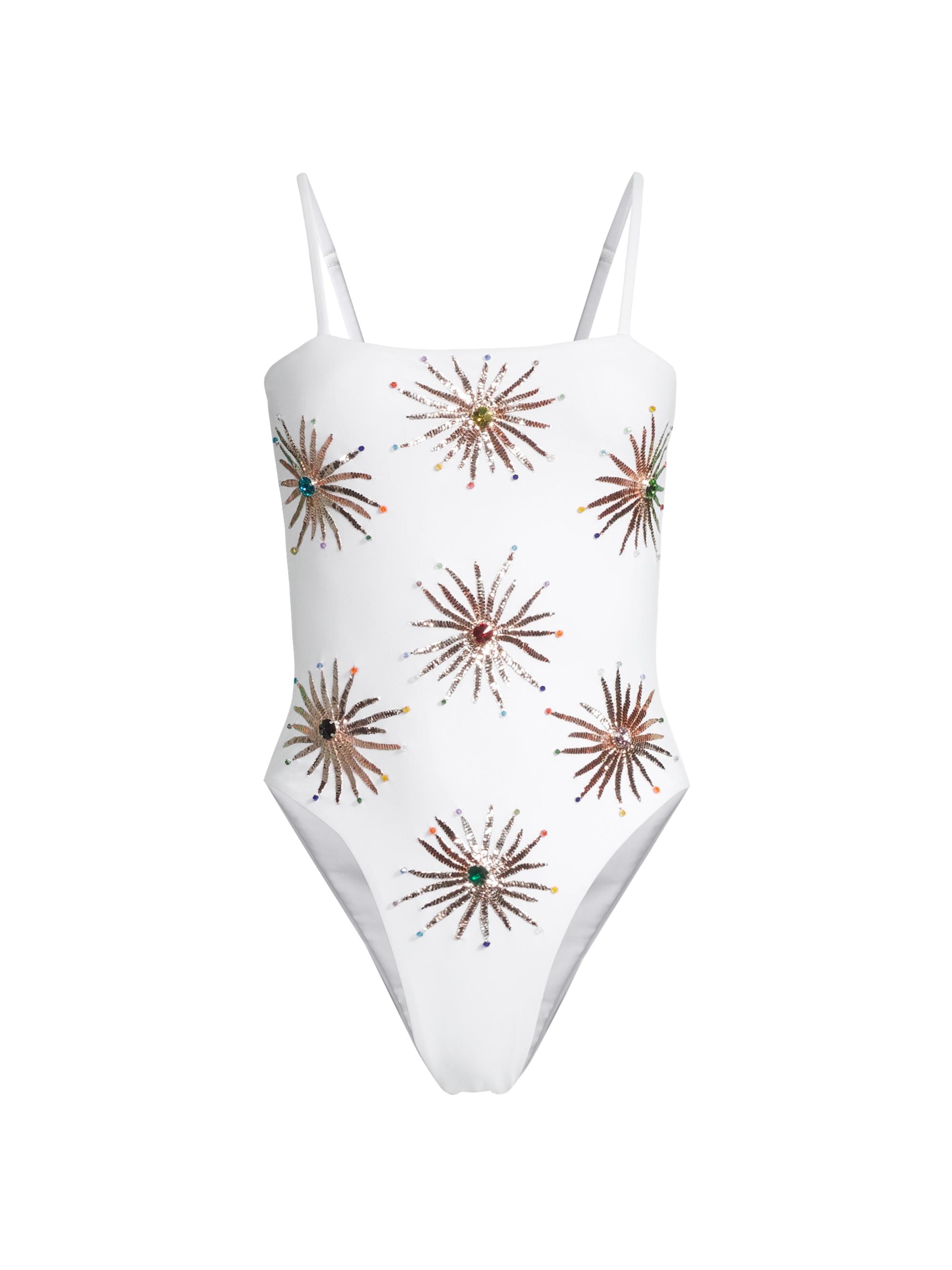 Oceanus Women's Dolly Sequined One-Piece Swimsuit - White