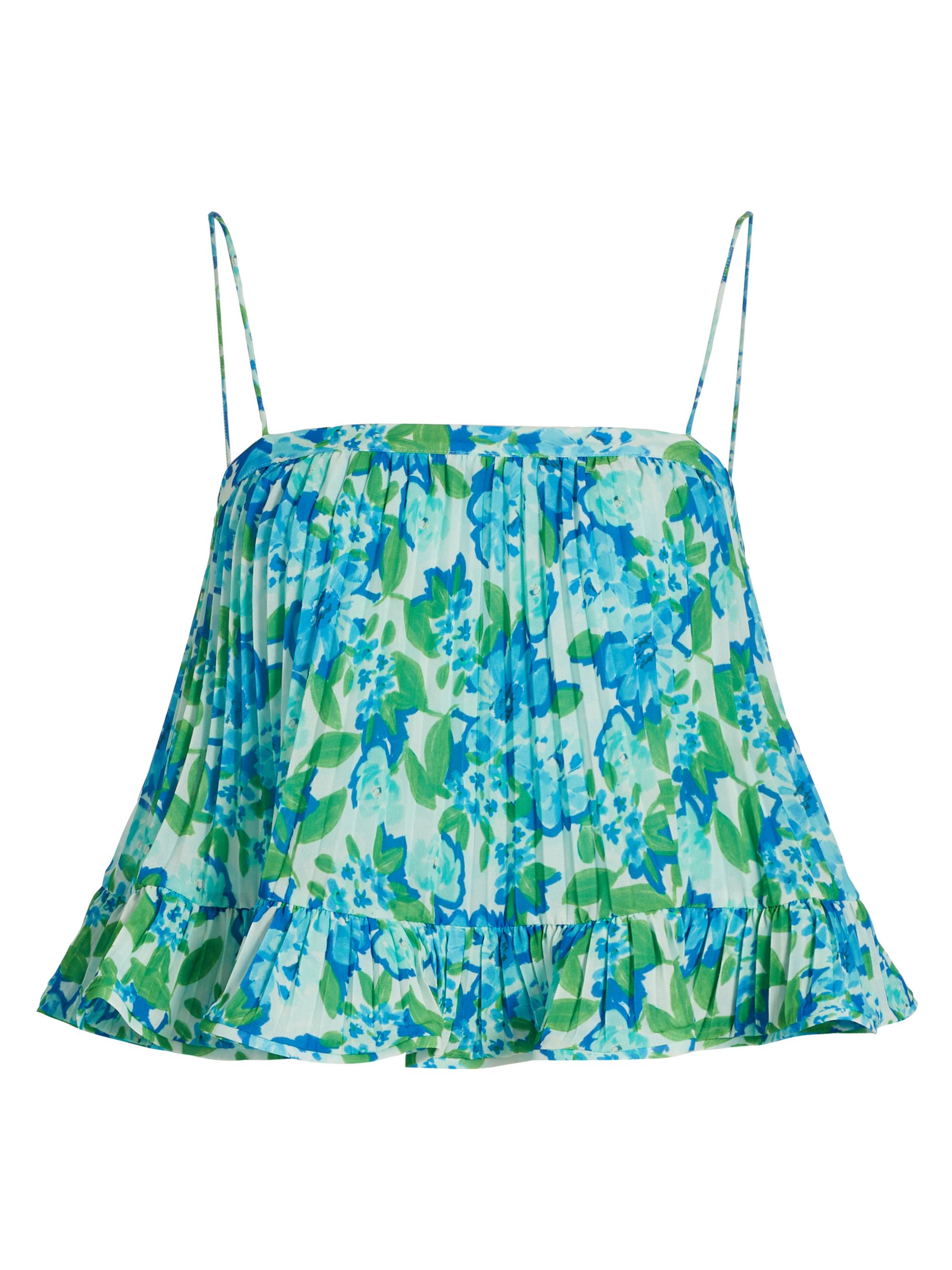 Amur Women's Kersten Floral Pleated Tank Top - Garden Blues