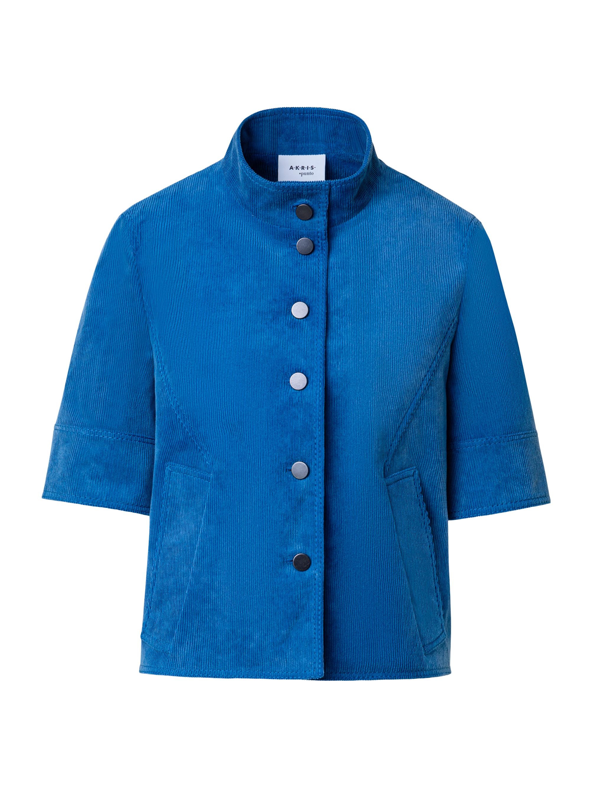 Akris punto Women's Short-Sleeve Washed Stretch Cotton Jacket - Smoky Blue