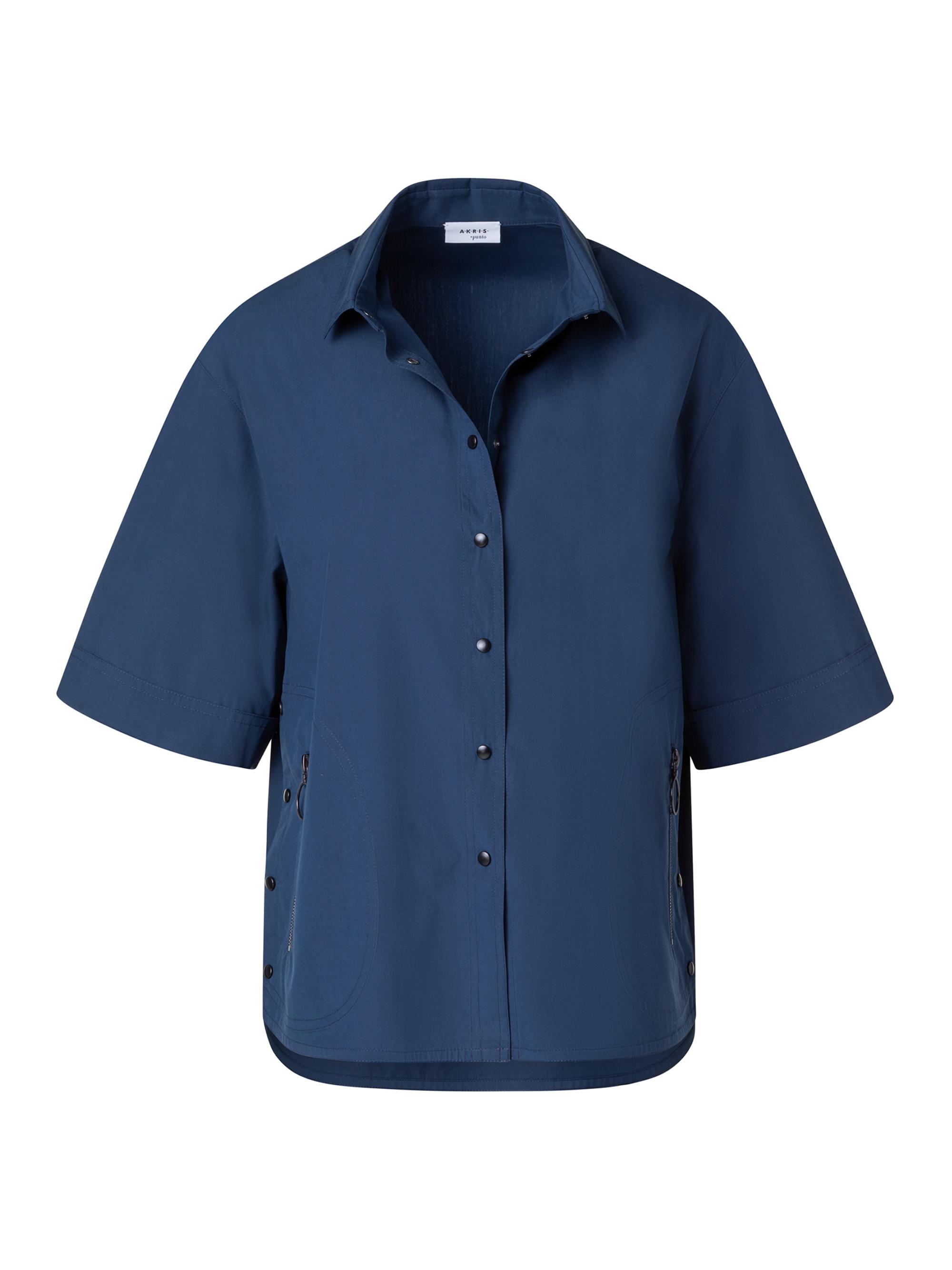 Akris punto Women's Cotton Oversized Snap-Front Blouse - Ink Denim