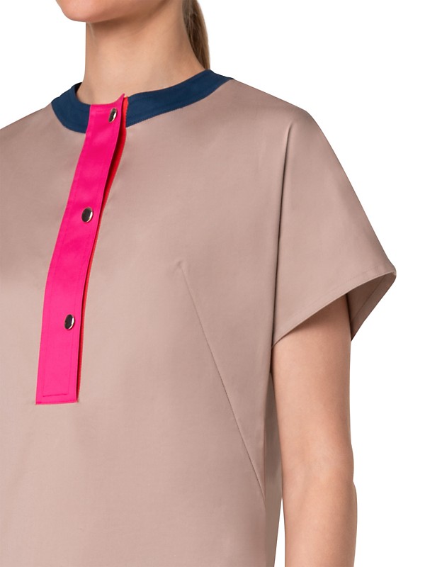 Shop Akris punto Colorblocked Stretch Cotton Gabardine Dress Shop Akris punto Colorblocked Stretch Cotton Gabardine Dress