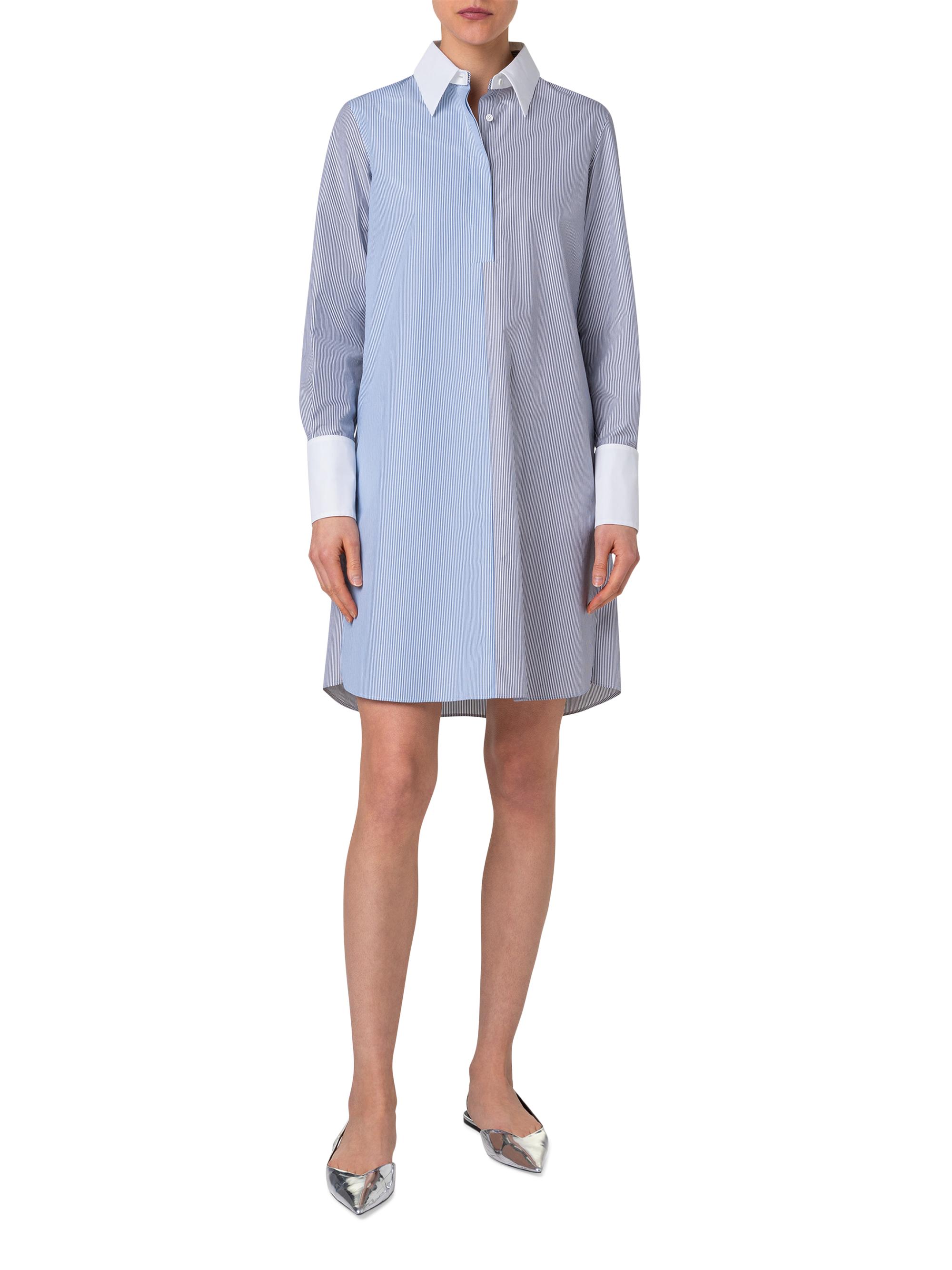 Akris punto Women's Micro-Striped Cotton Poplin Shirtdress - Ink Sapphire