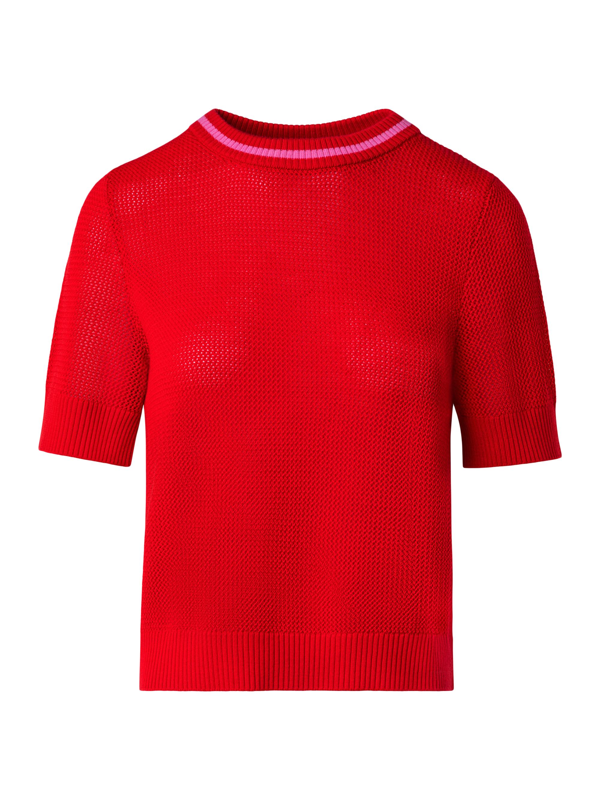 Akris punto Women's Short-Sleeve Wool Knit Sweater - Red Pink