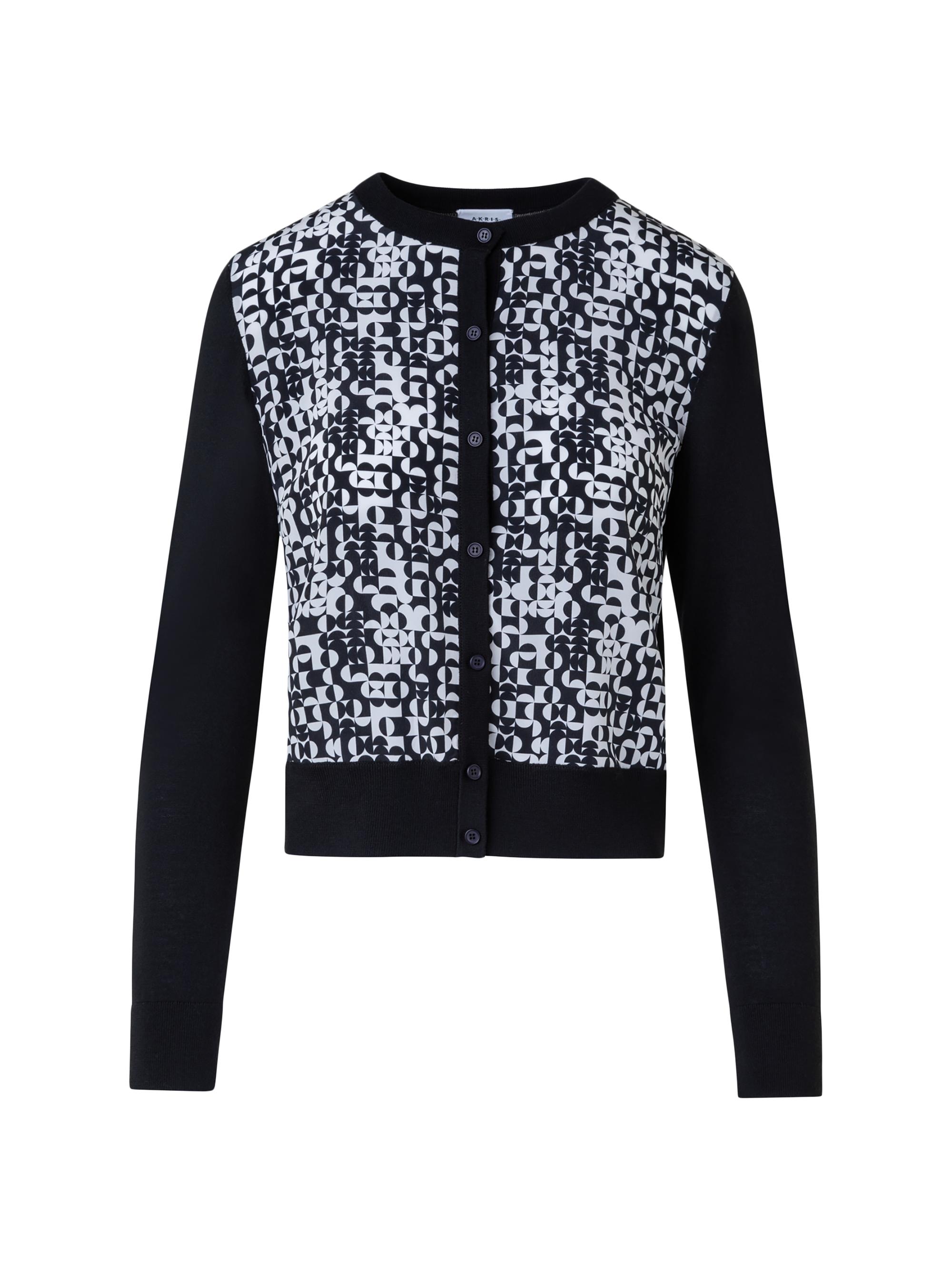 Akris punto Women's Mix Media Wool Cardigan - Black Cream