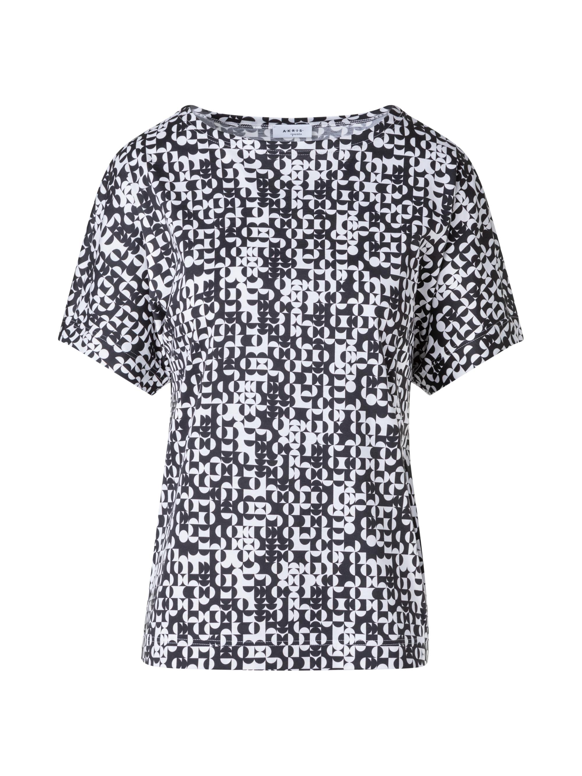 Akris punto Women's Geometric Cotton Short-Sleeve Top - Black Cream