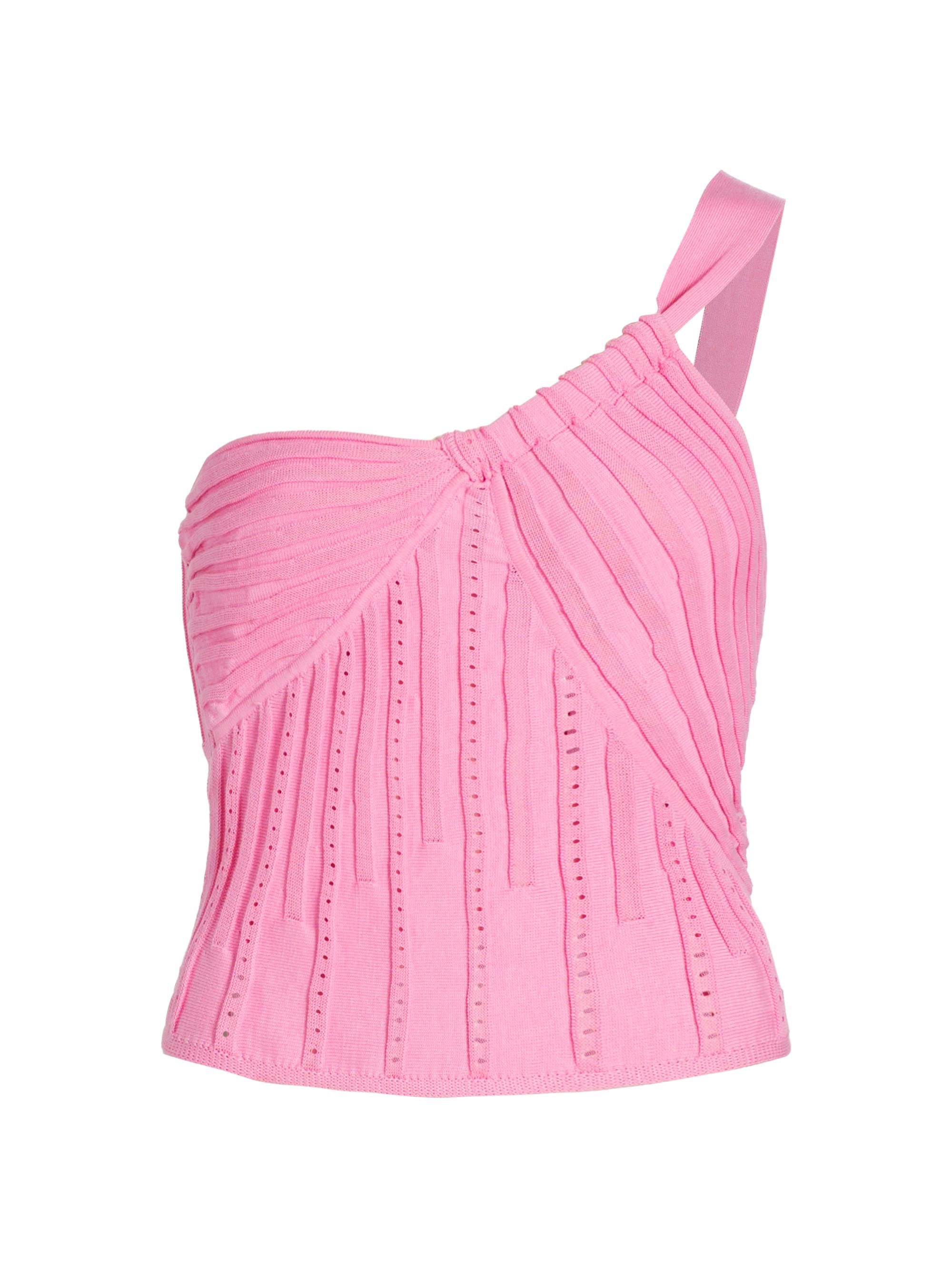 Amur Women's Rena Cotton Knit One-Shoulder Top - Pink Lotus