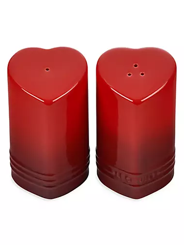 Figural Heart Stoneware Salt & Pepper Shaker Set