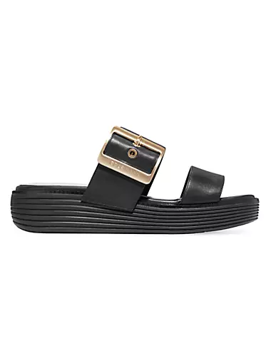 ØriginalGrand Buckle-Accented Leather Slide Sandals