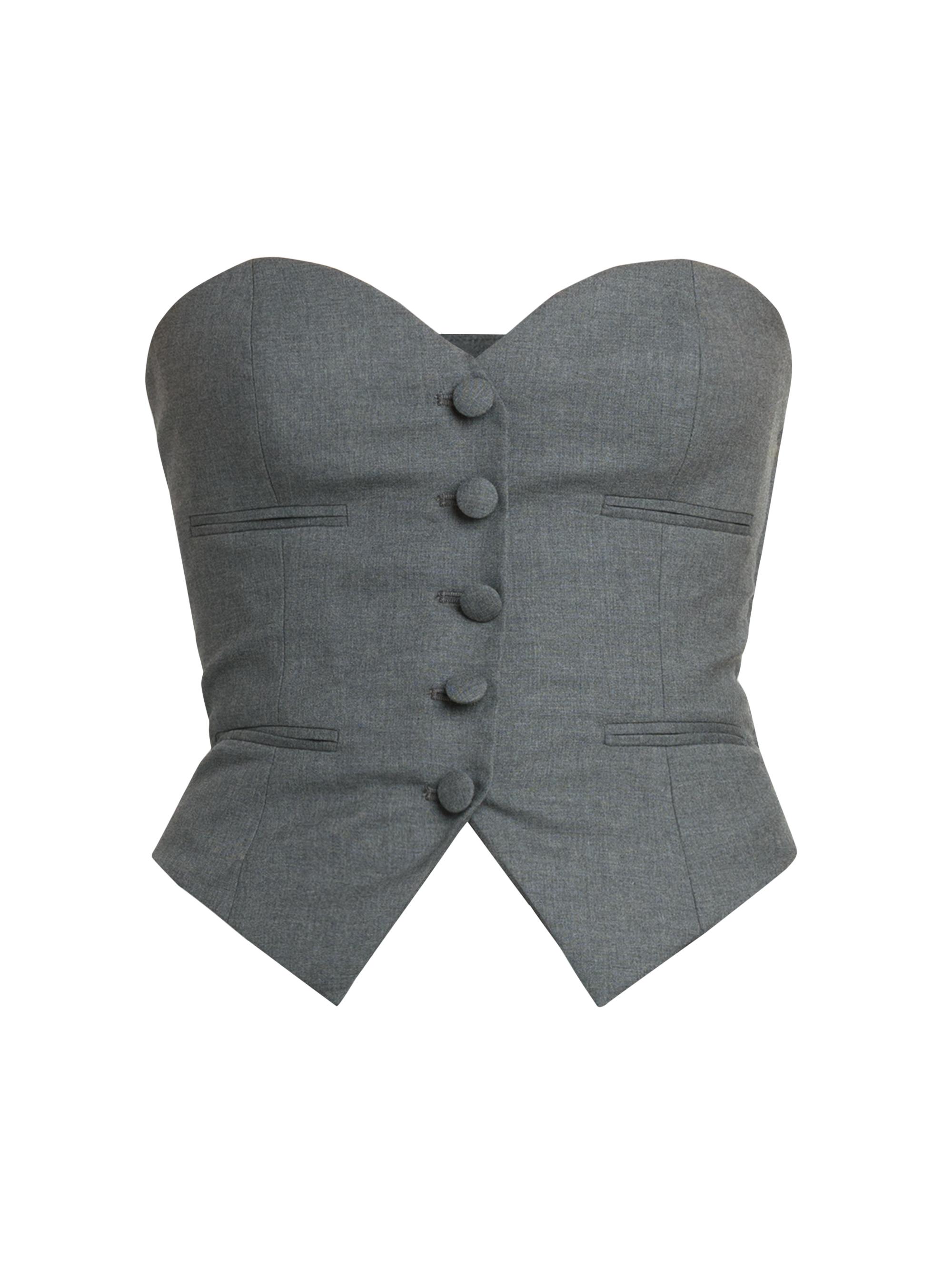Moschino Women's Strapless Wool Crop Vest - Grey