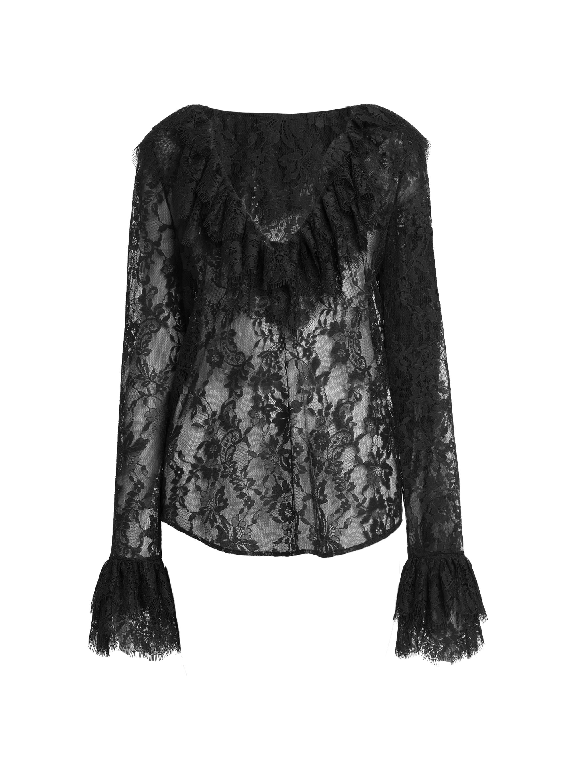 Moschino Women's Heart Of Wool Sheer Lace Blouse - Black