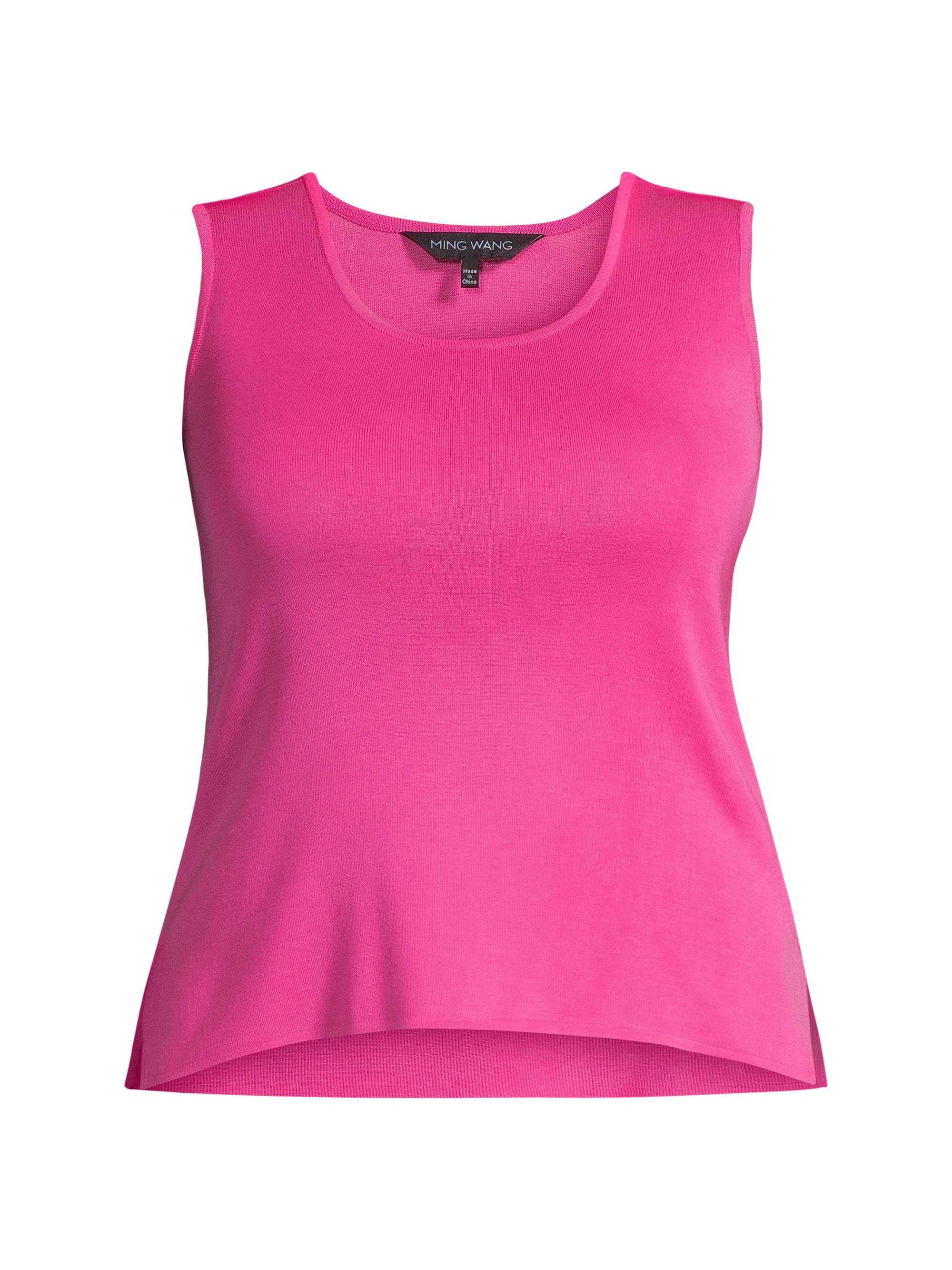 Ming Wang Women's Knit Scoopneck Tank - Carmine Rose