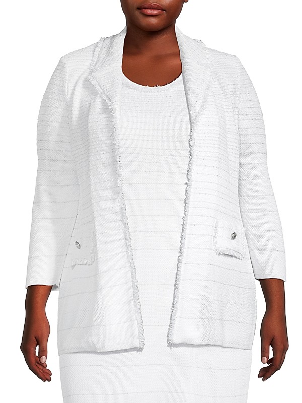 Shop Ming Wang Shimmering Striped Knit Jacket | Saks Fifth Shop Ming Wang Shimmering Striped Knit Jacket | Saks Fifth