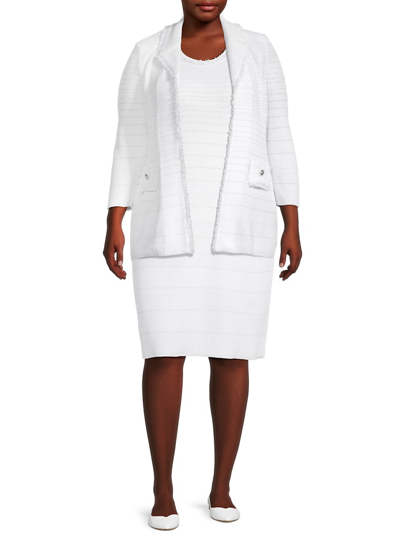 Shop Ming Wang Shimmering Striped Knit Jacket | Saks Fifth Shop Ming Wang Shimmering Striped Knit Jacket | Saks Fifth