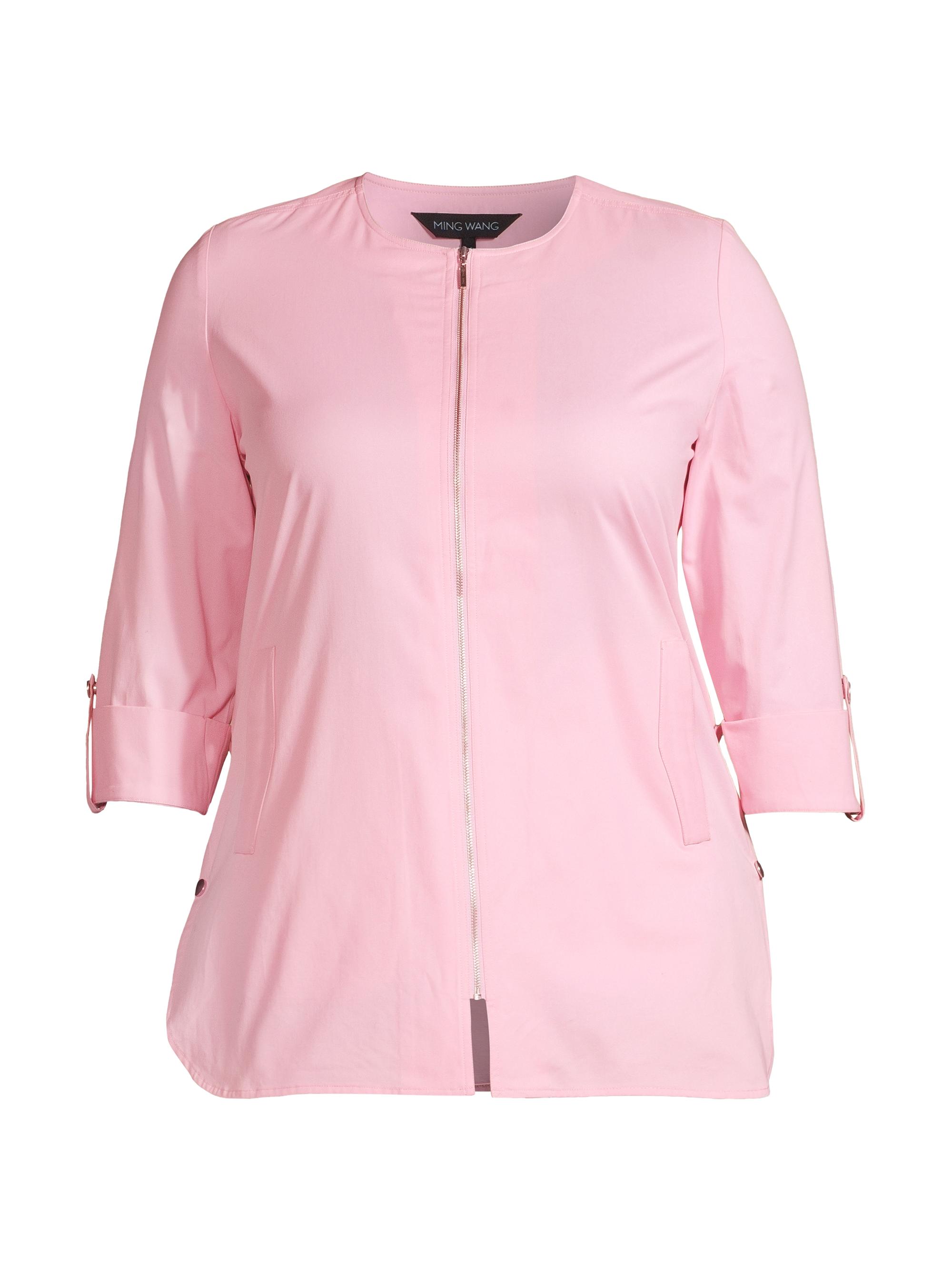 Ming Wang Women's Plus Zip Front Closure - Perfect Pink