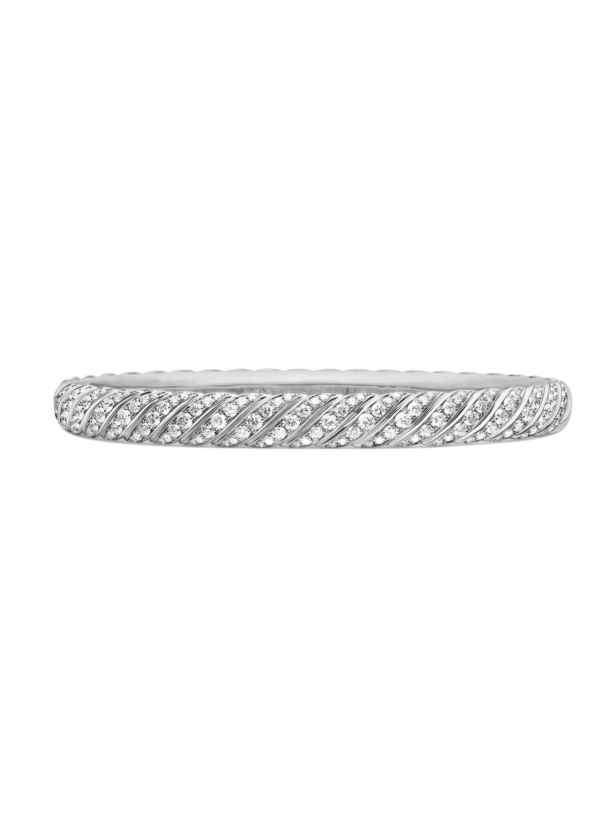 David Yurman Women's Sculpted Cable Bangle Bracelet In 18K White Gold - Silver