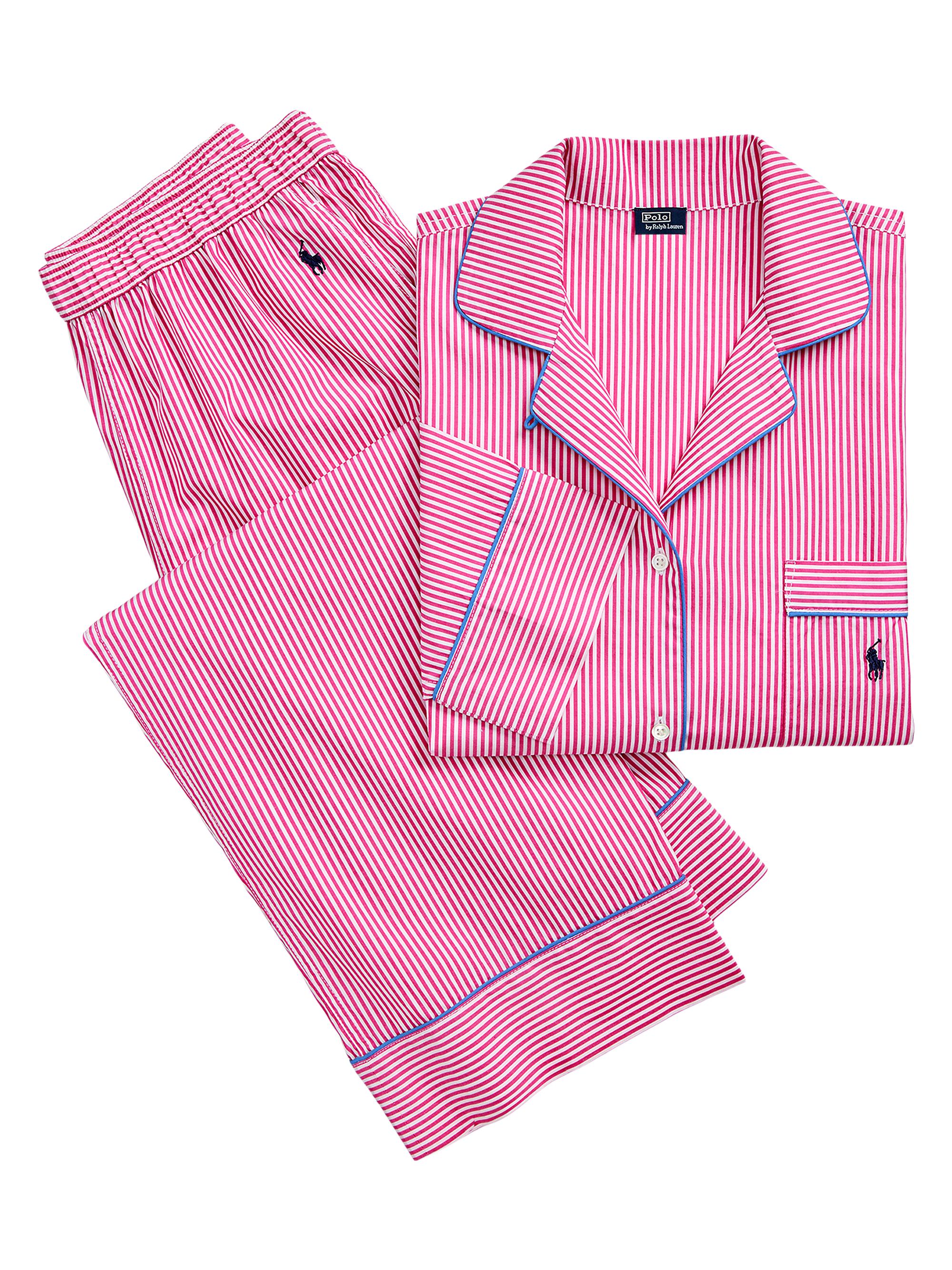 Polo Ralph Lauren Women's Shirting Stripes Madison 2-Piece Pajama Set - College Pink