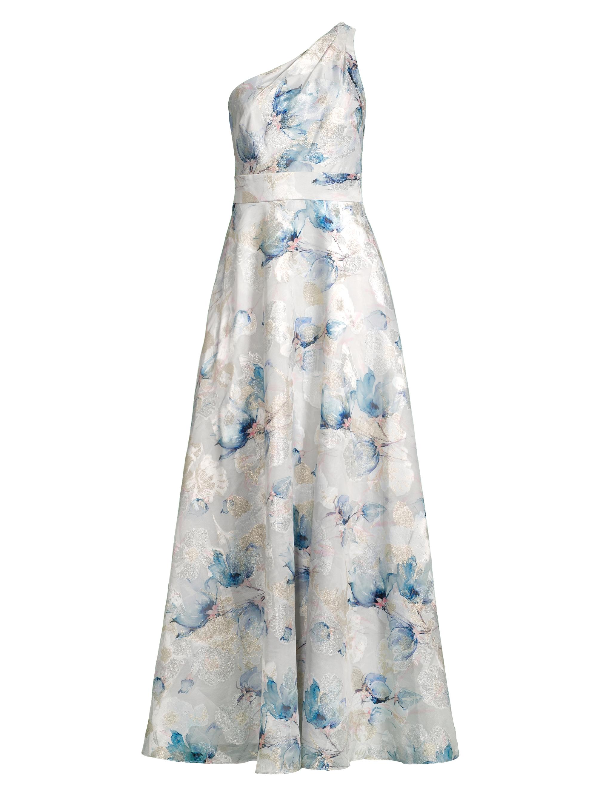Aidan Mattox Women's Floral Jacquard One-Shoulder Gown - Blue Multi