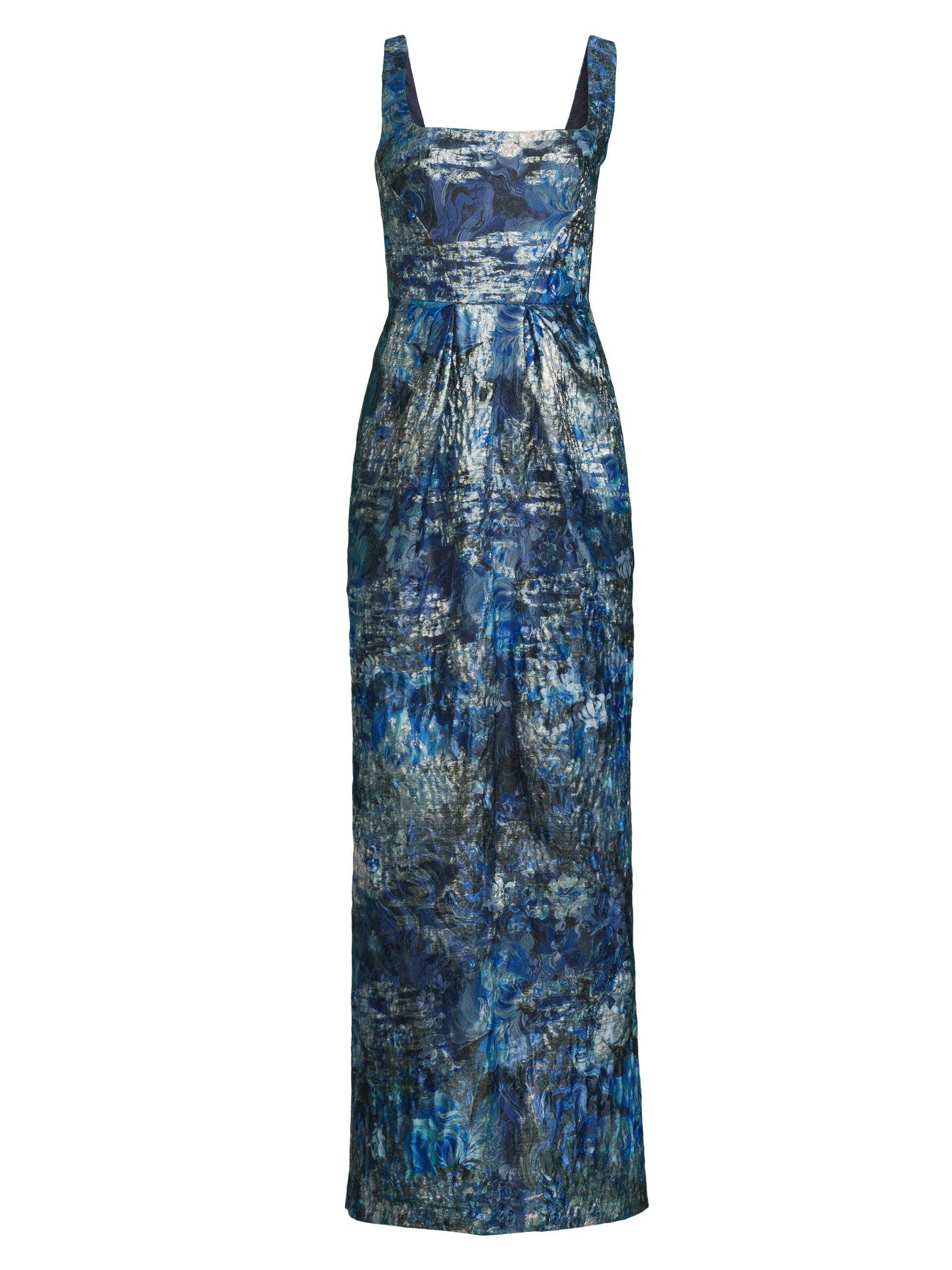 Aidan Mattox Women's Abstract Jacquard Sleeveless Gown - Blue Multi