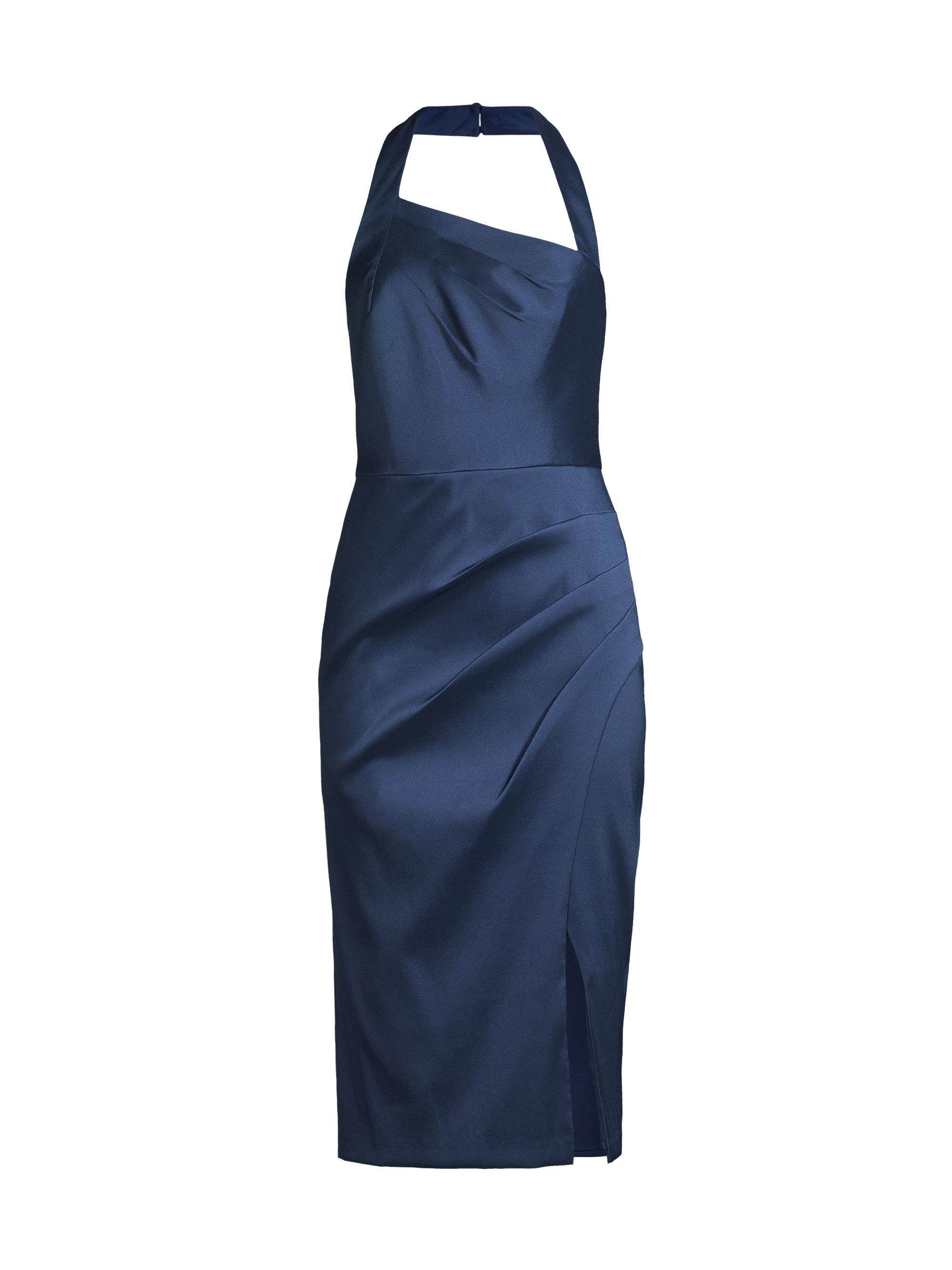 Aidan Mattox Women's Satin Halterneck Dress - Navy