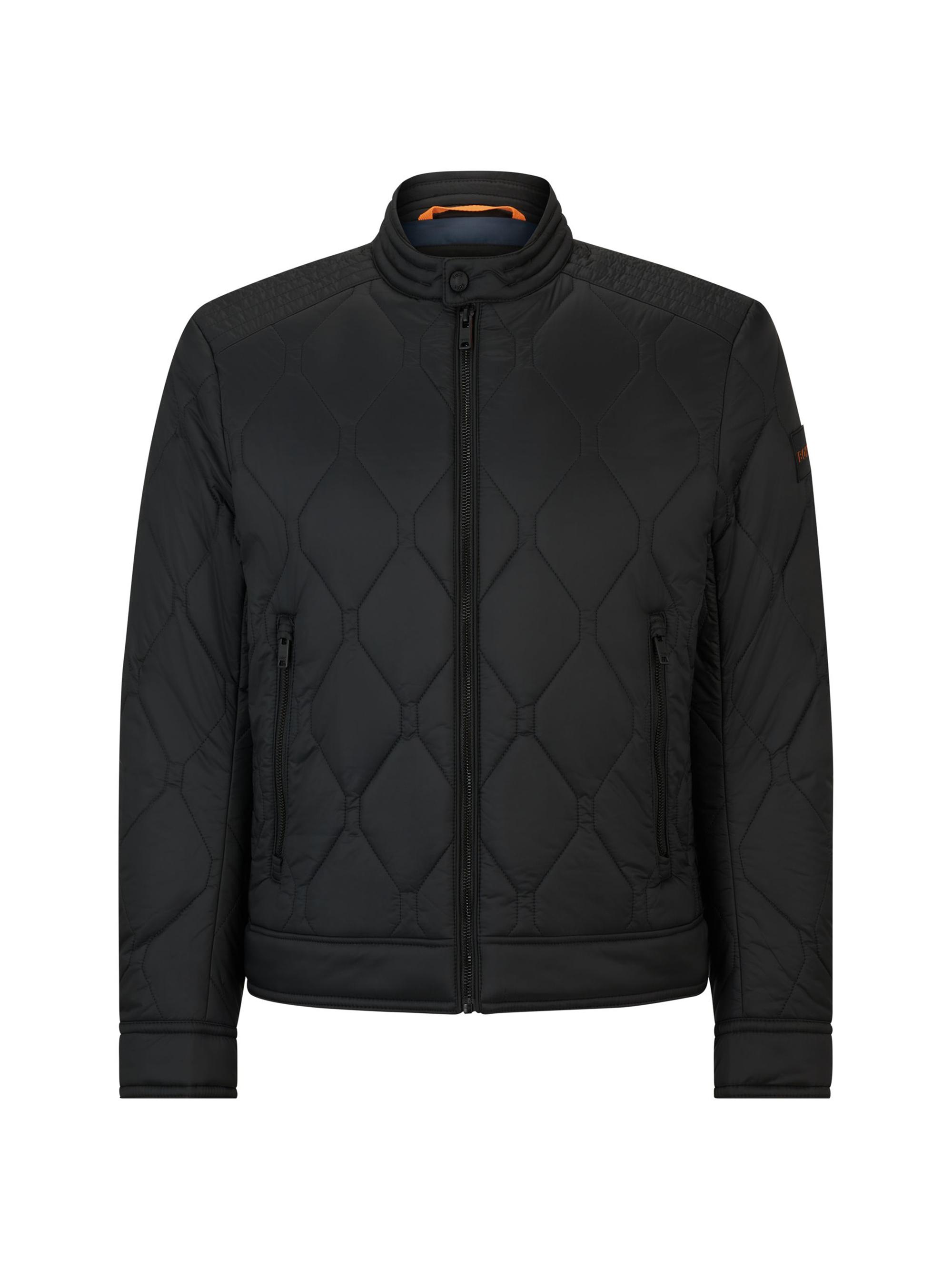 BOSS Men's Biker Jacket In Water-Repellent Lightweight Fabric With Quilting - Black