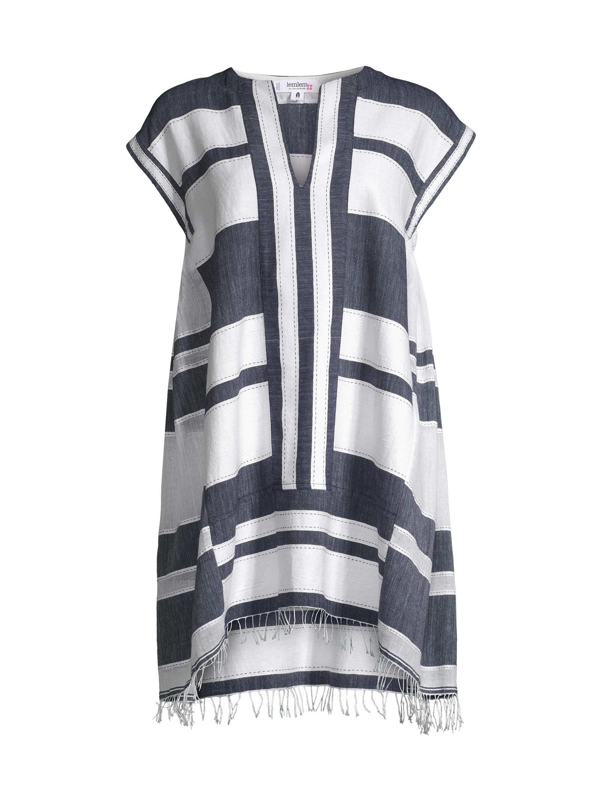 lemlem Women's Elina Cotton Short Caftan - Debre Navy