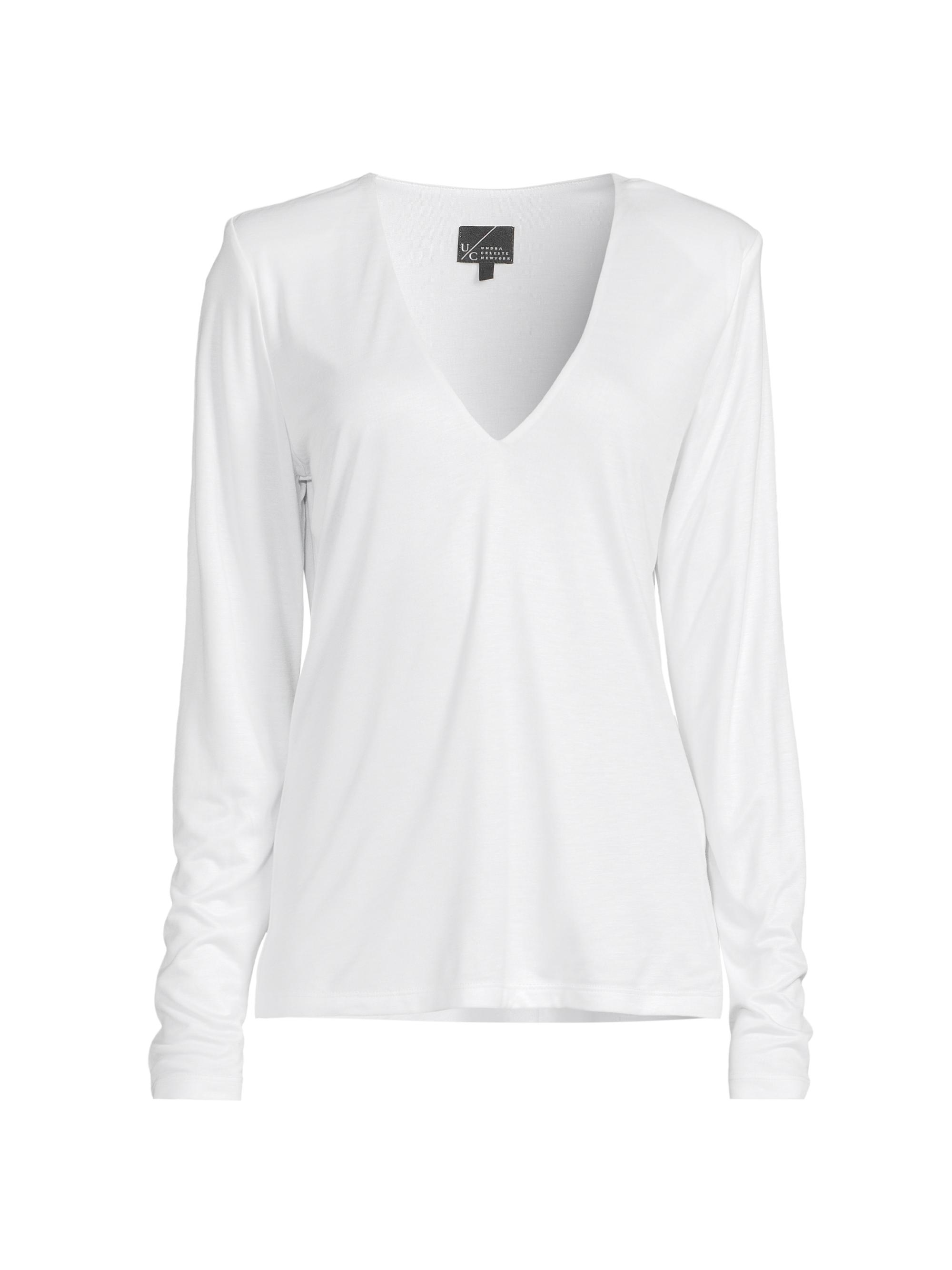 Undra Celeste Women's Ultimate V-Neck Long-Sleeve T-Shirt - White