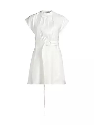 Linen-Blend Belted Minidress