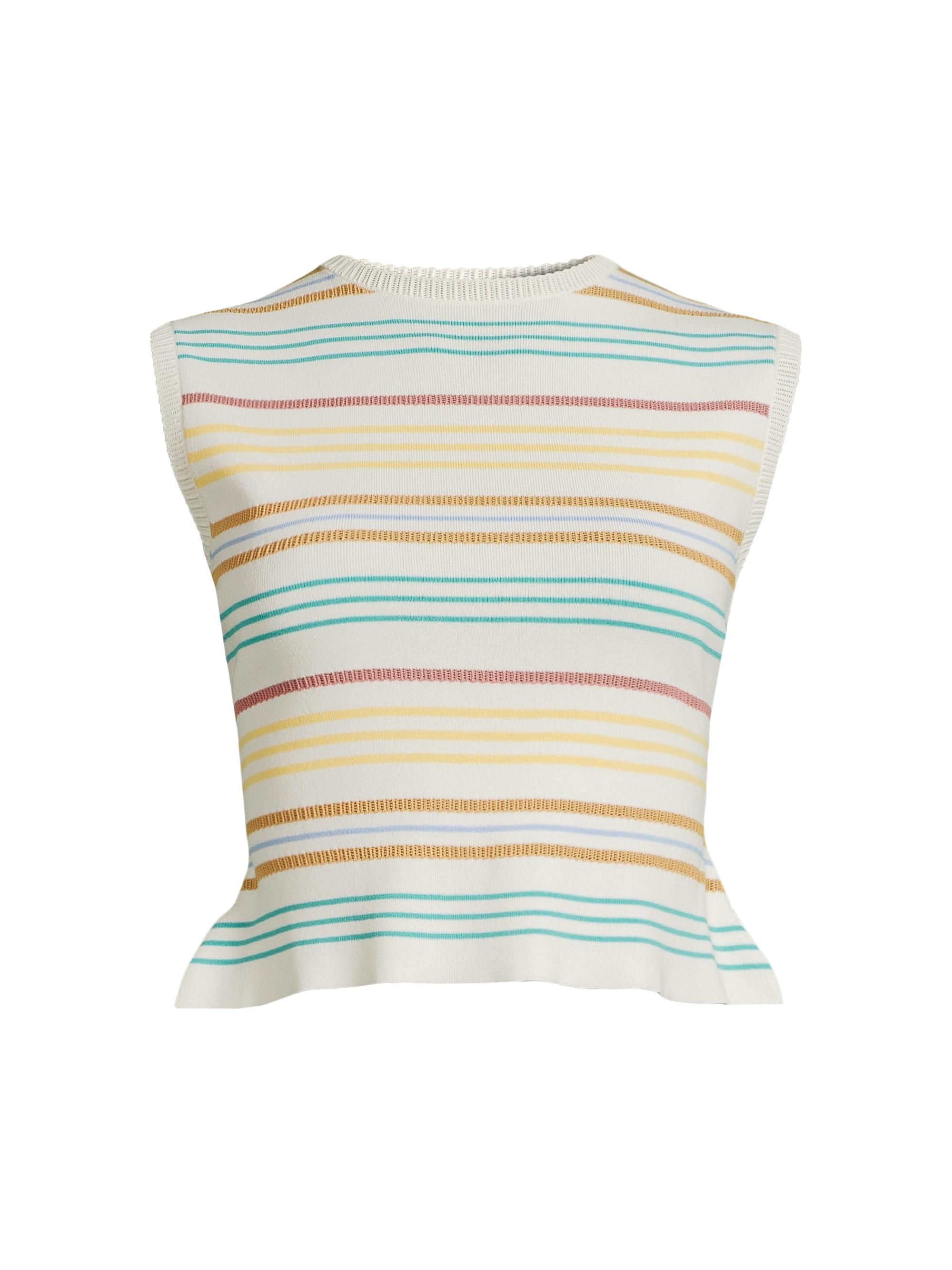 Undra Celeste Women's Striped Pointelle-Knit Sleeveless Top