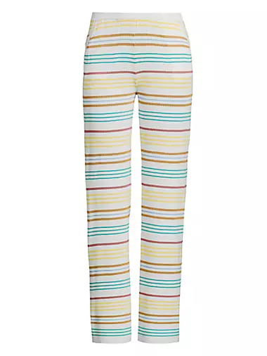 Striped Pointelle-Knit Pants