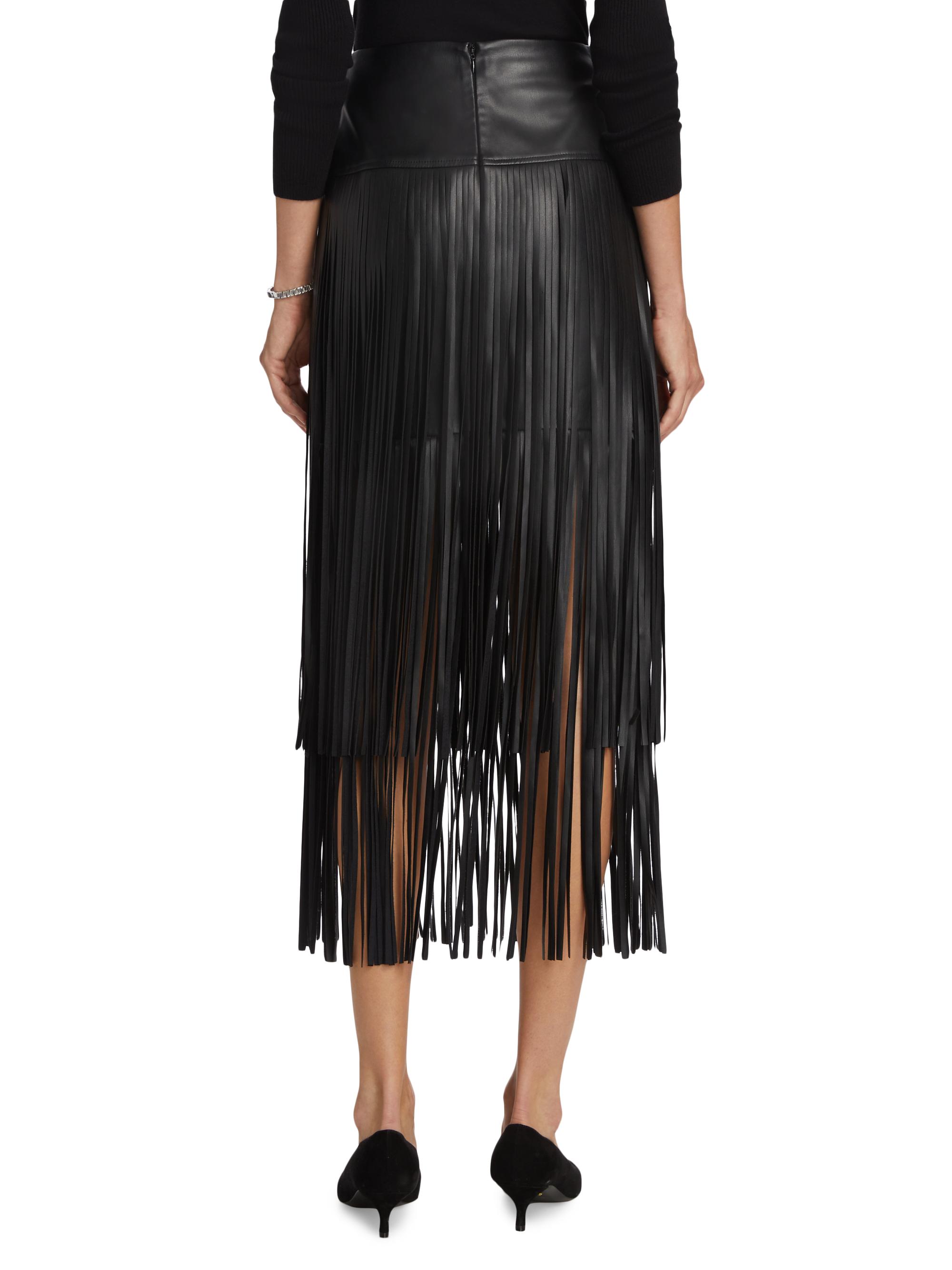 L'AGENCE Karolina Fringe Vegan Leather Skirt Saks Fifth Avenue