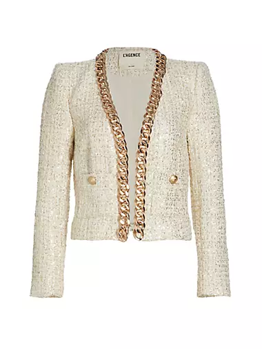 Greta Chain-Embellished Tweed Jacket