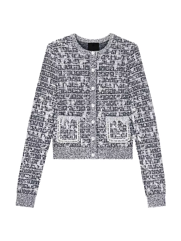 Shop Givenchy Cardigan In 4G Tweed With Chains Detail