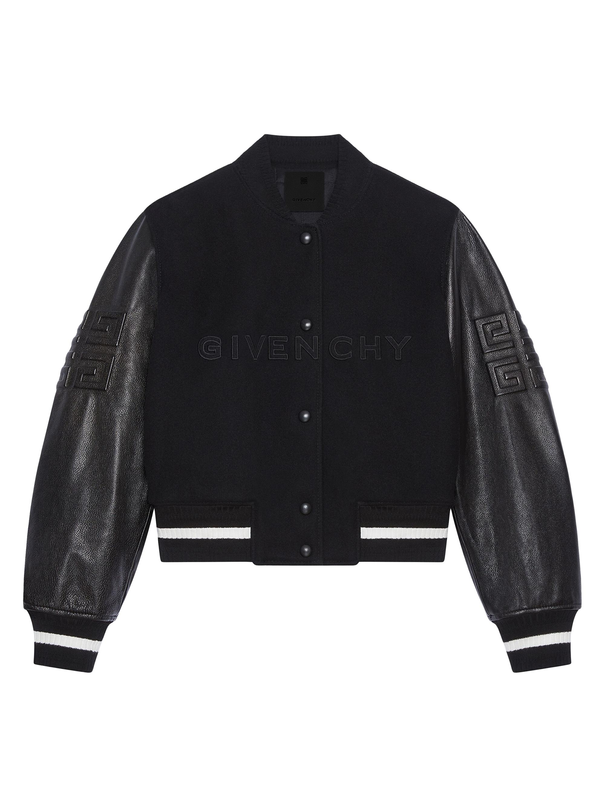 Givenchy Women's Cropped Varsity Jacket In Wool And Leather - Black White