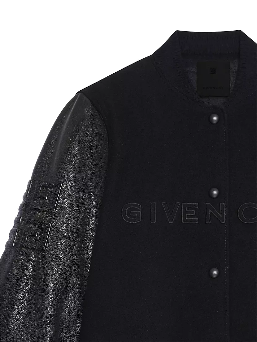 Cropped Varsity Jacket In Wool And Leather