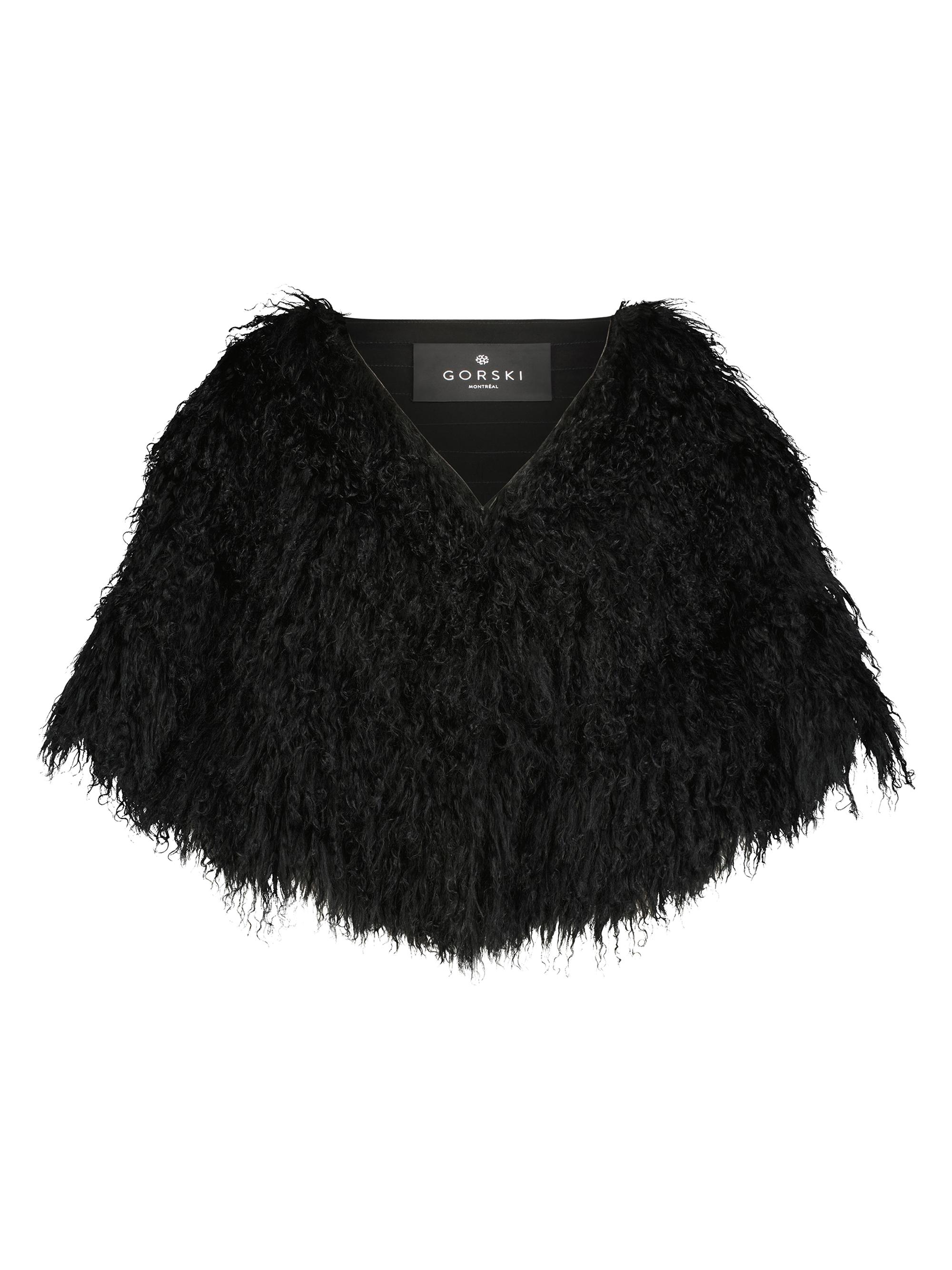 Gorski Women's Mongolian Lamb Bolero - Black