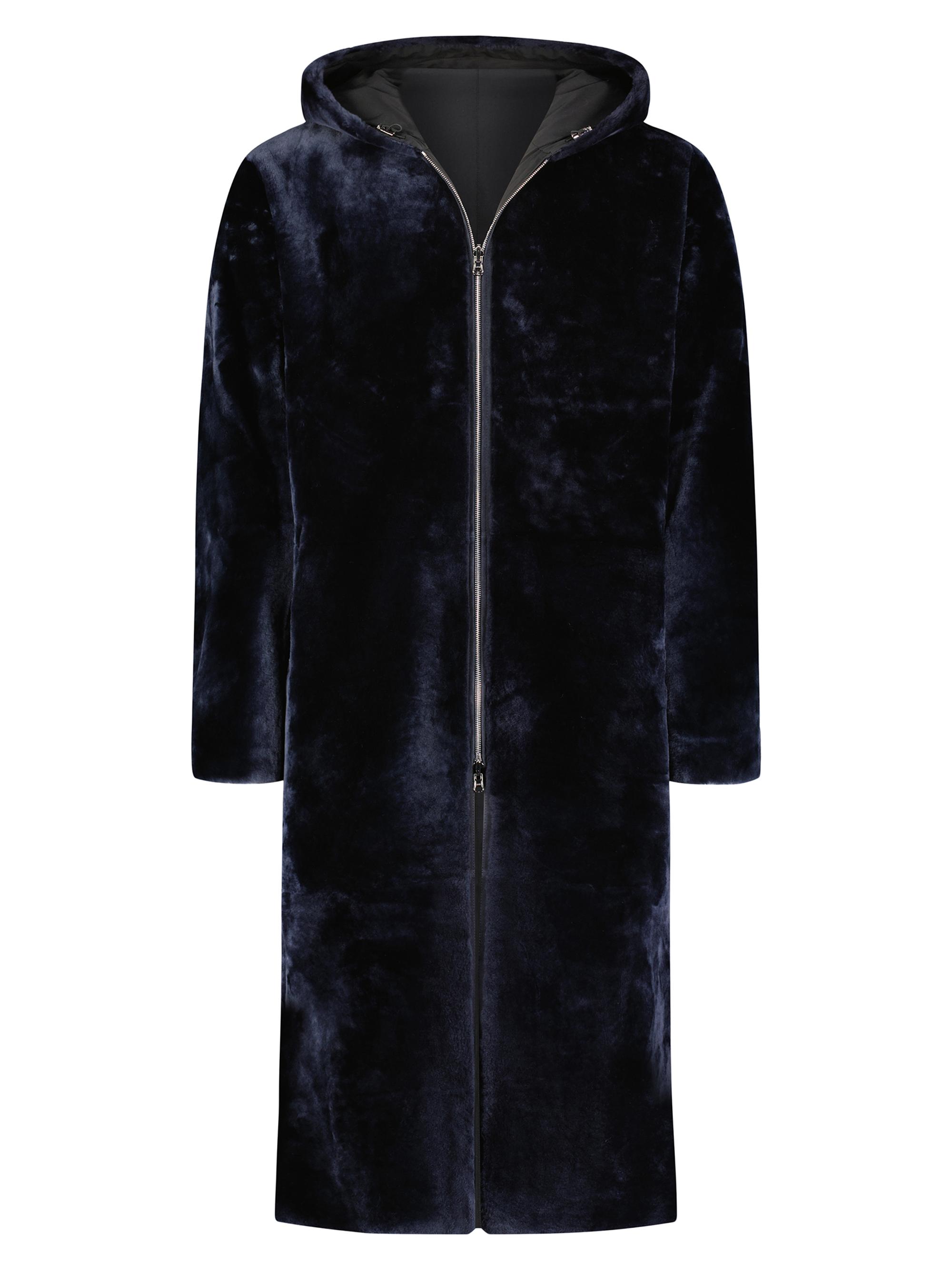 Gorski Men's Shearling Lamb Reversible Parkas - Navy Blue