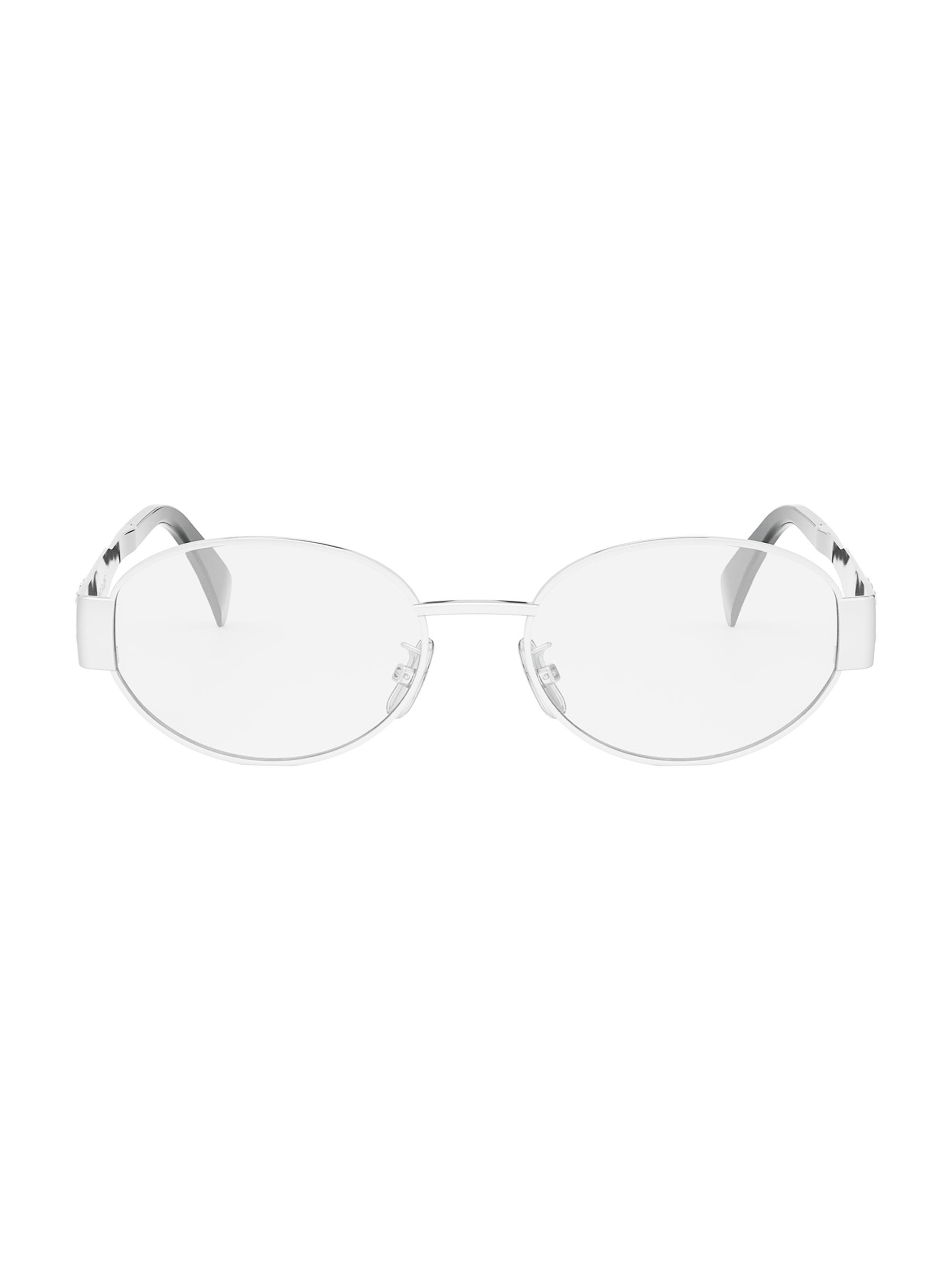 CELINE Women's Metal Triomphe Oval Eyeglasses - Shiny Palladium
