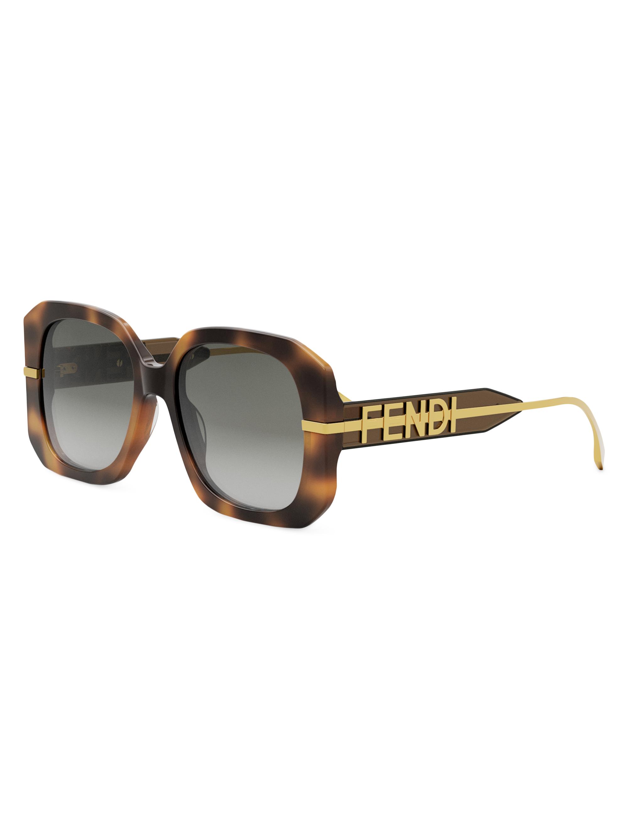 Fendi ブラウンオーバルサングラス Fendi Fendigraphy 55MM Geometric Sunglasses | Saks Fifth Avenue