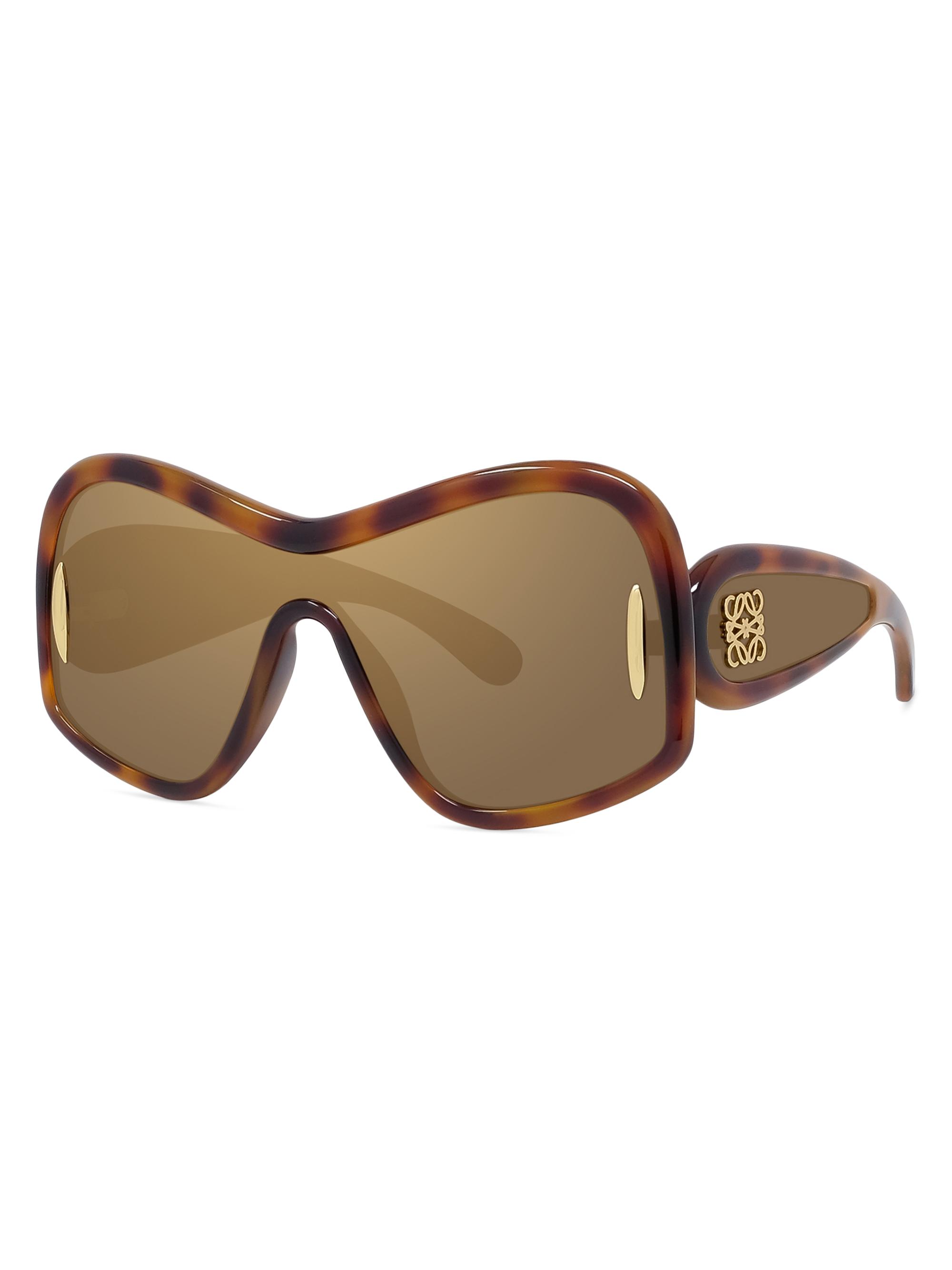LOEWE Women's Fashion 144MM Mask Sunglasses - Dark Havana Brown Mirror